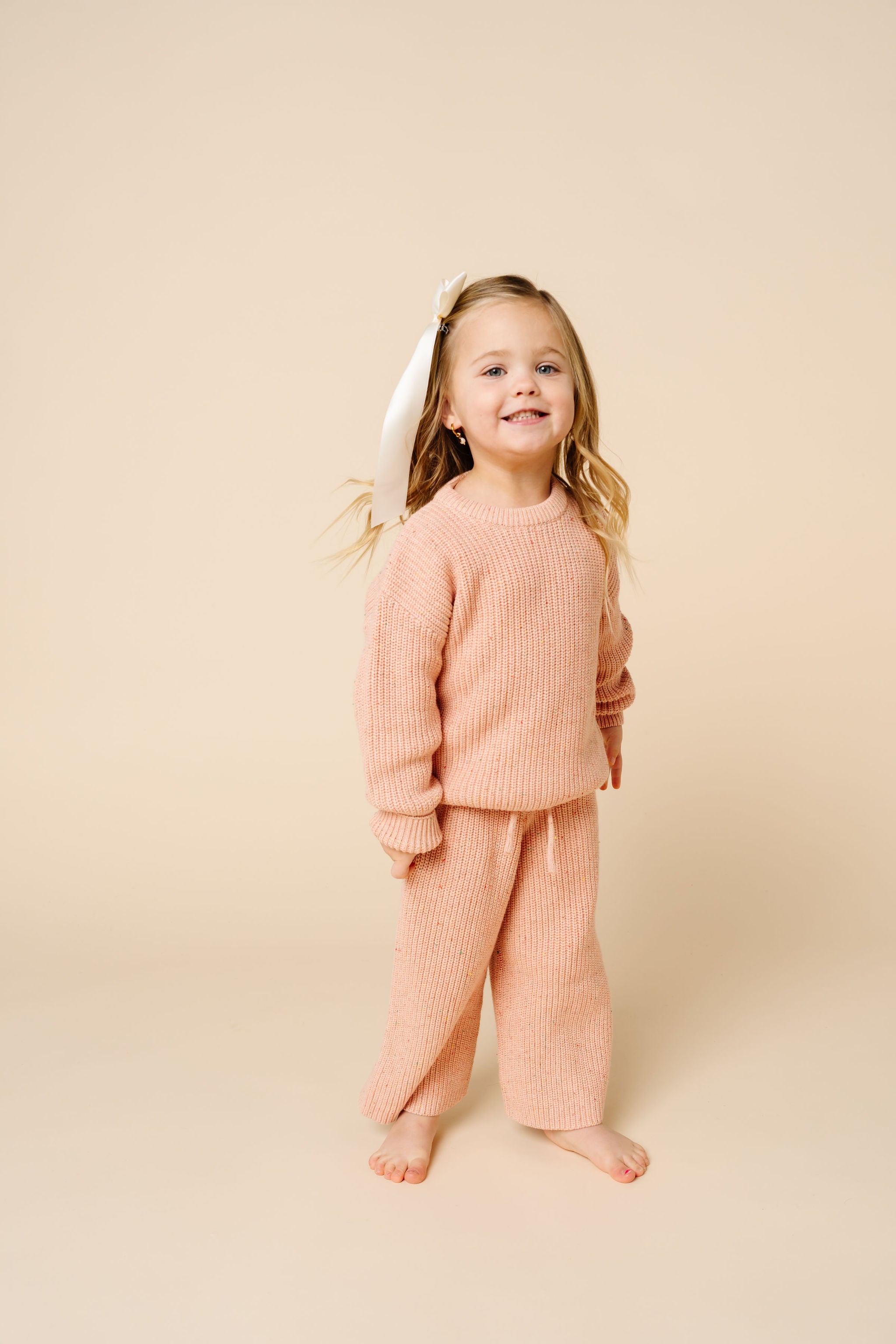 Knit Chunky Wide Leg Pant - Petal Speckle
