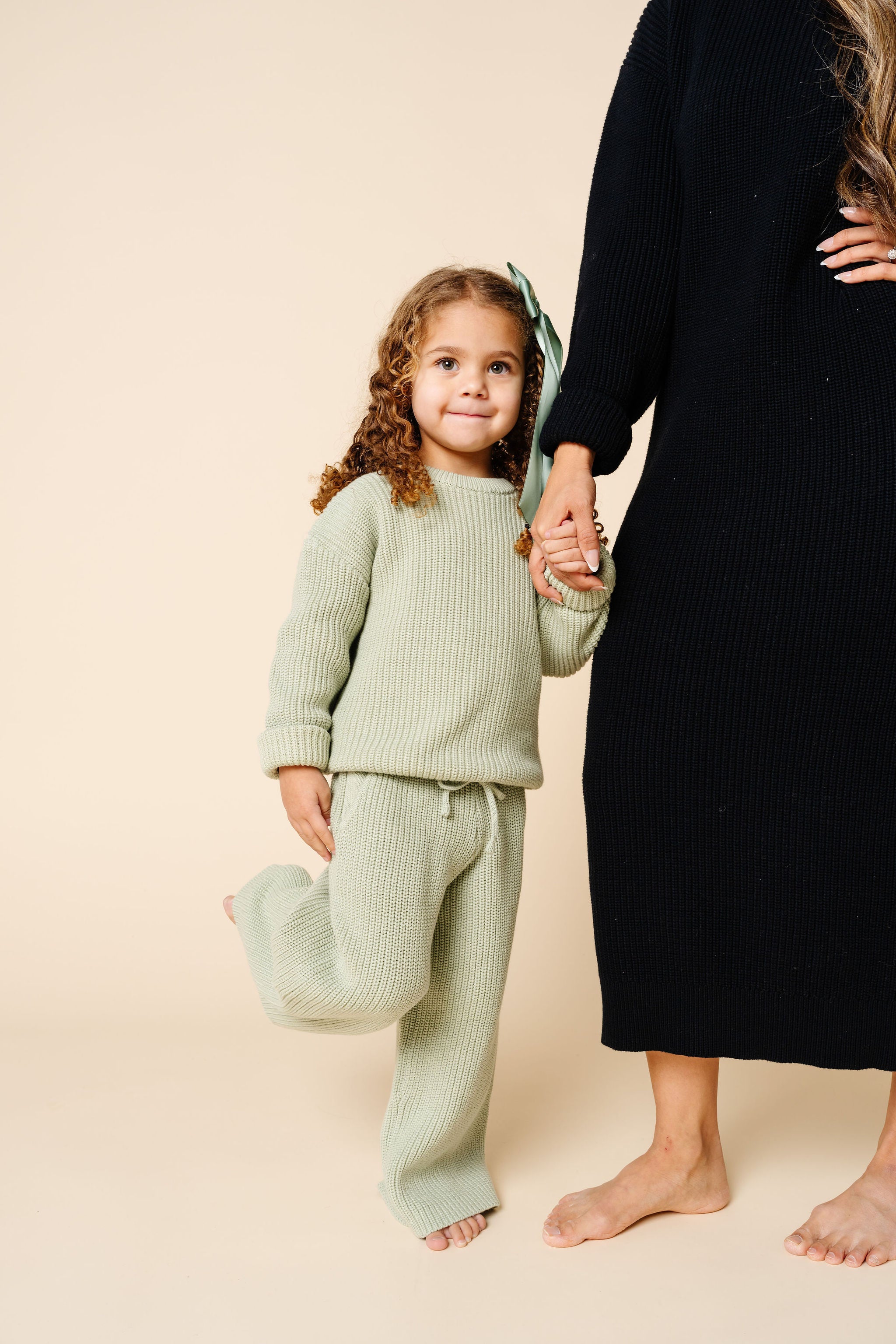 Knit Chunky Wide Leg Pant - Sage