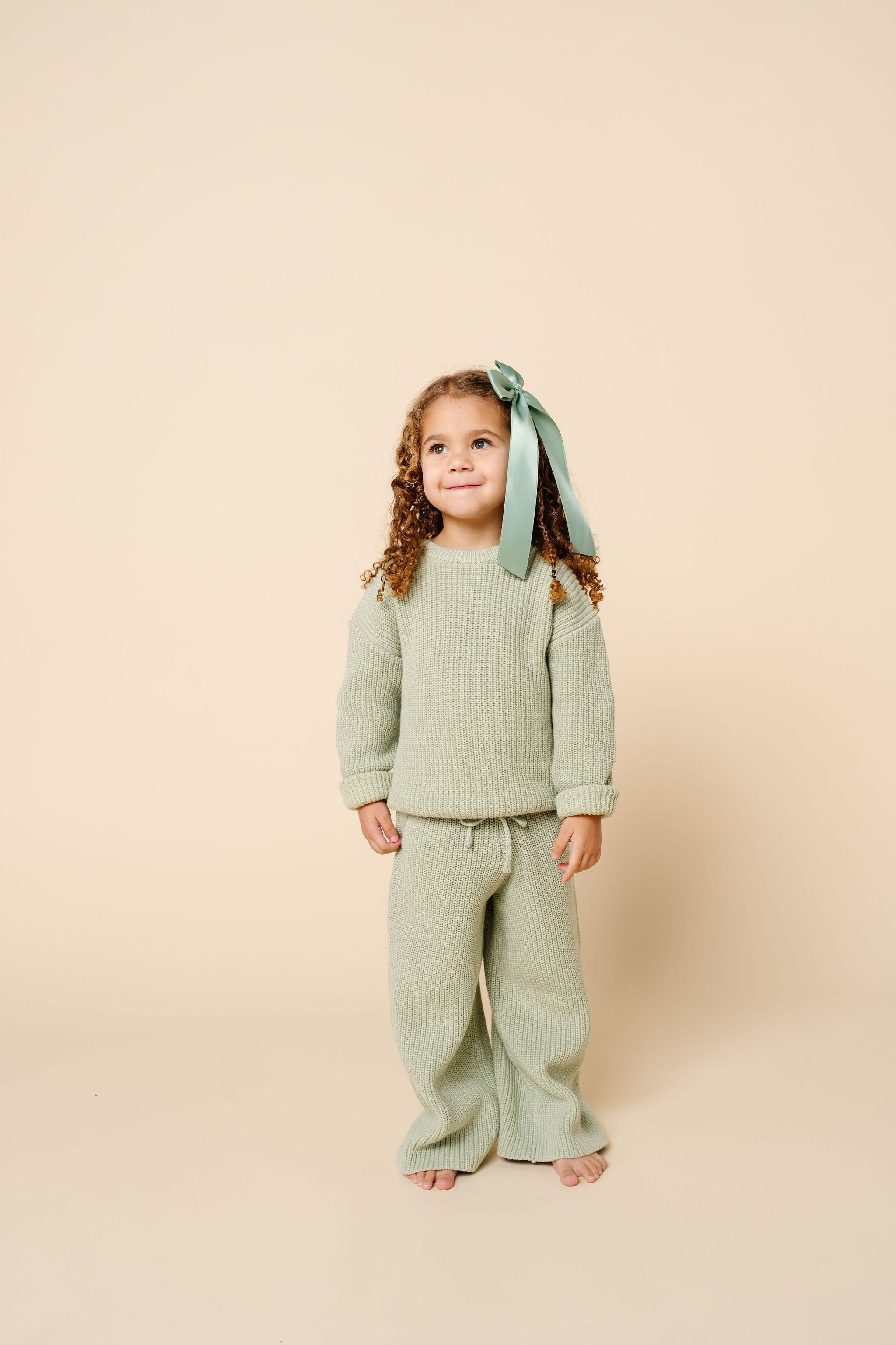 Knit Chunky Wide Leg Pant - Sage