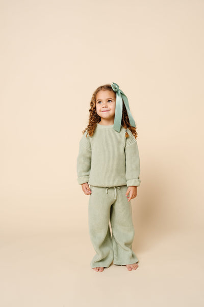 Knit Chunky Wide Leg Pant - Sage