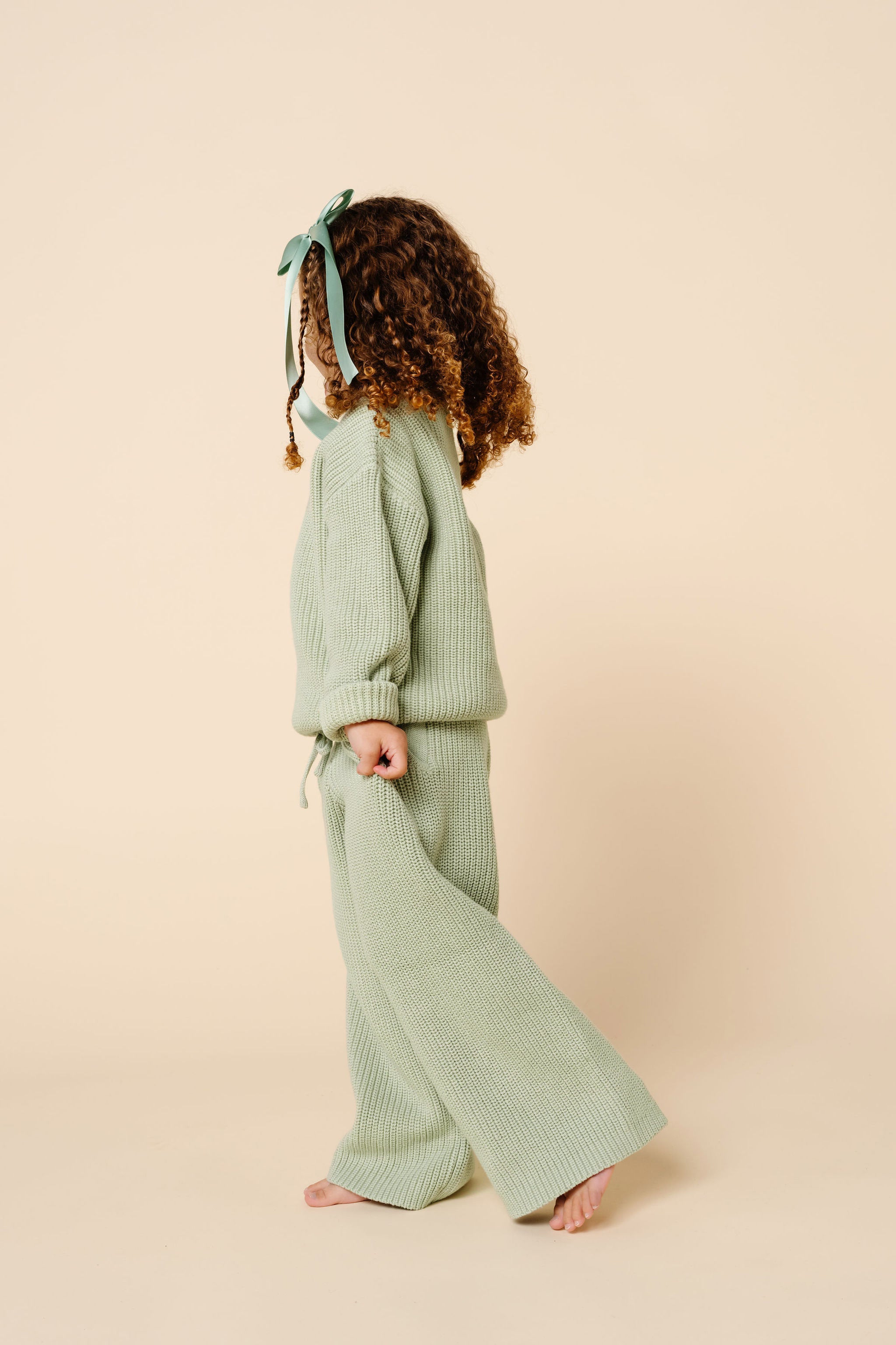 Knit Chunky Wide Leg Pant - Sage