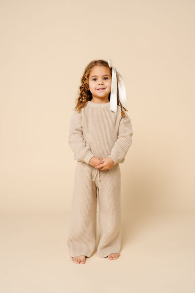 Knit Chunky Wide Leg Pant - Tan