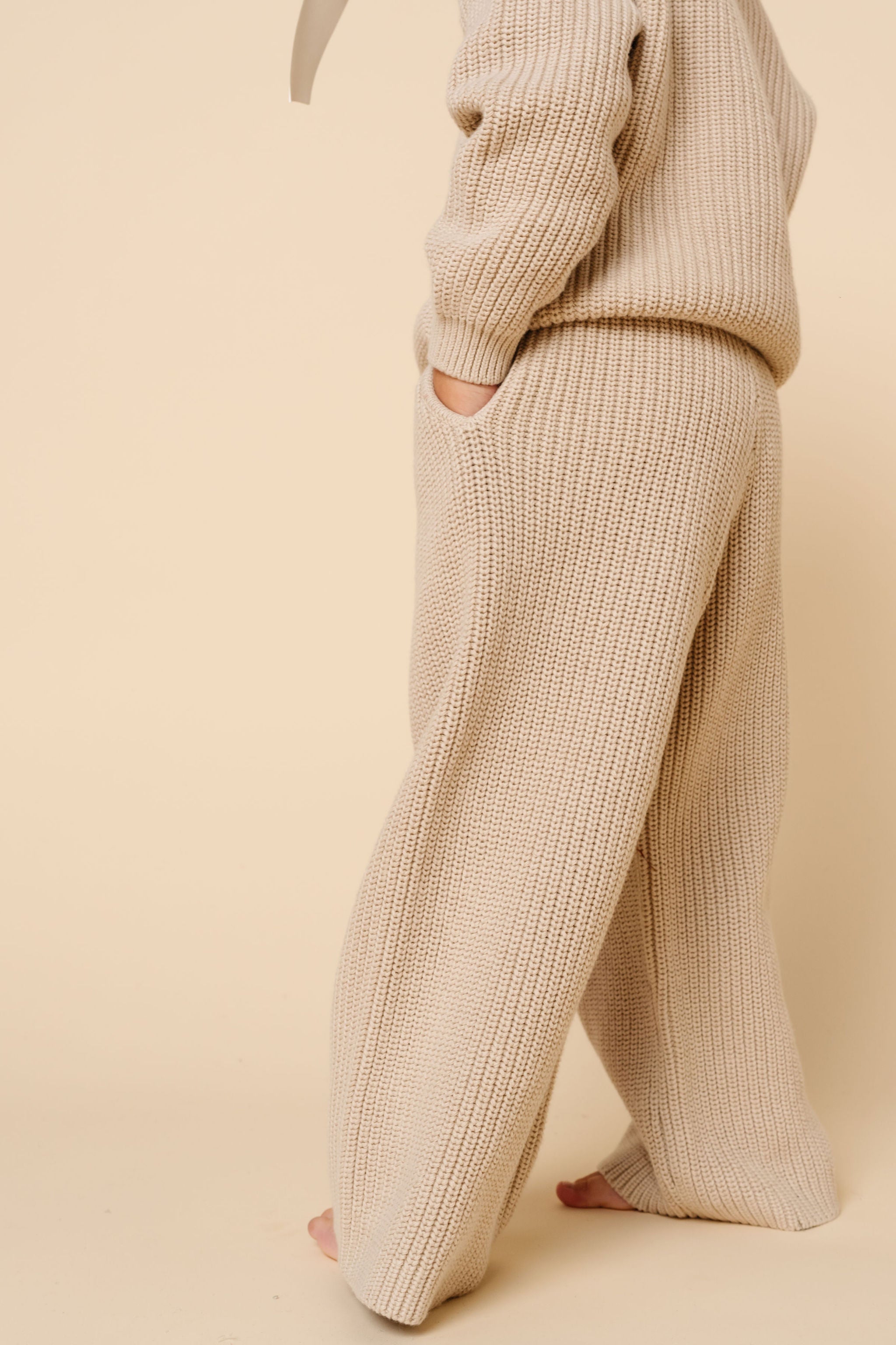 Knit Chunky Wide Leg Pant - Tan
