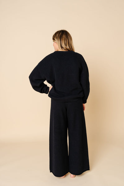 Knit Women's Chunky Wide Leg Pant - Black