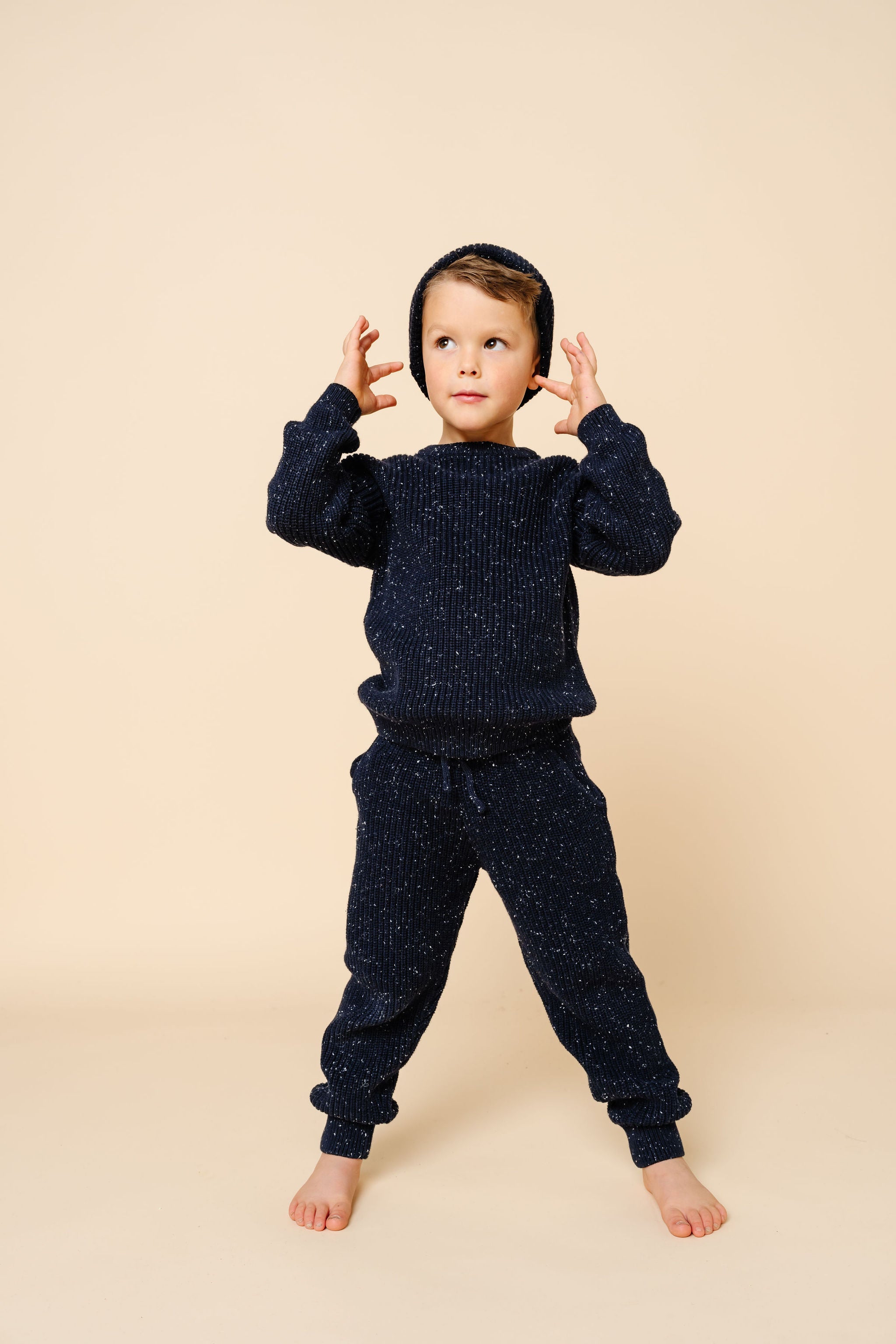 Knit Chunky Sweater - Navy Speckle