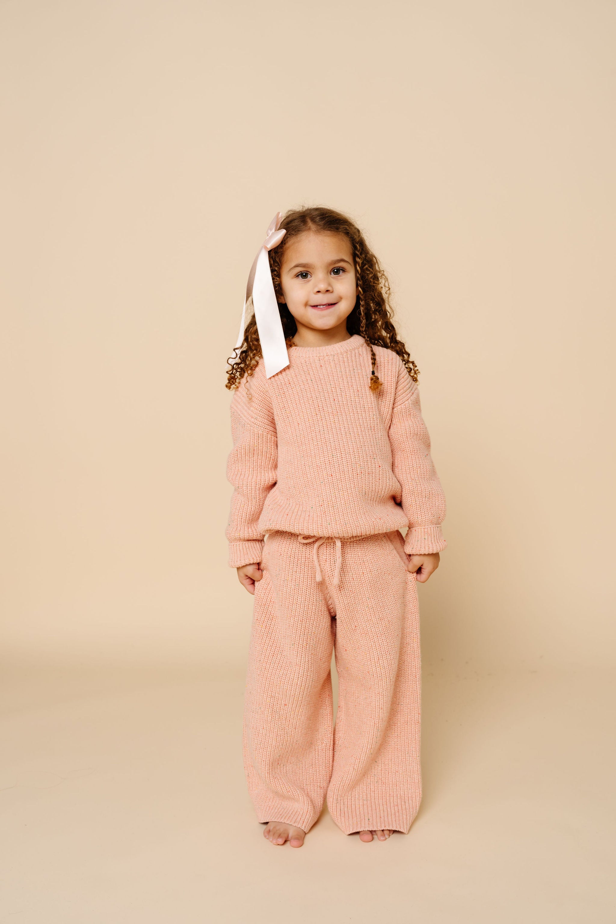 Knit Chunky Wide Leg Pant - Petal Speckle