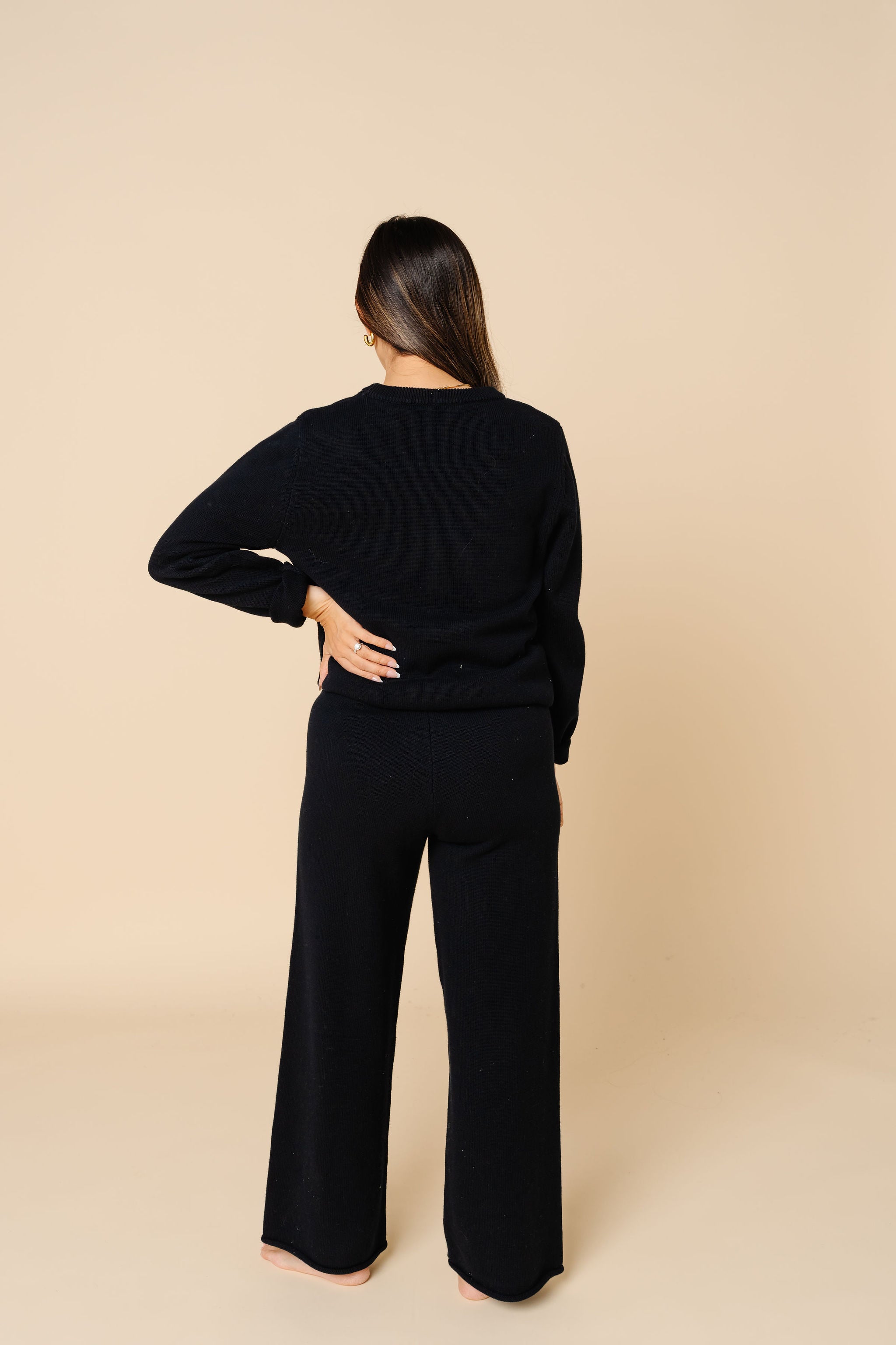 Knit Women's Chunky Wide Leg Pant - Black