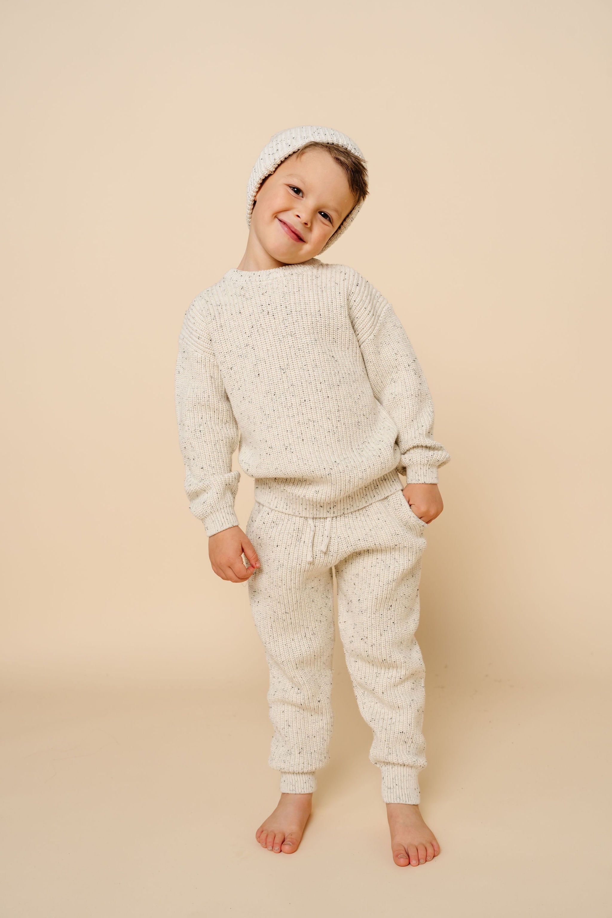 Knit Jogger Pant - Cream Speckle