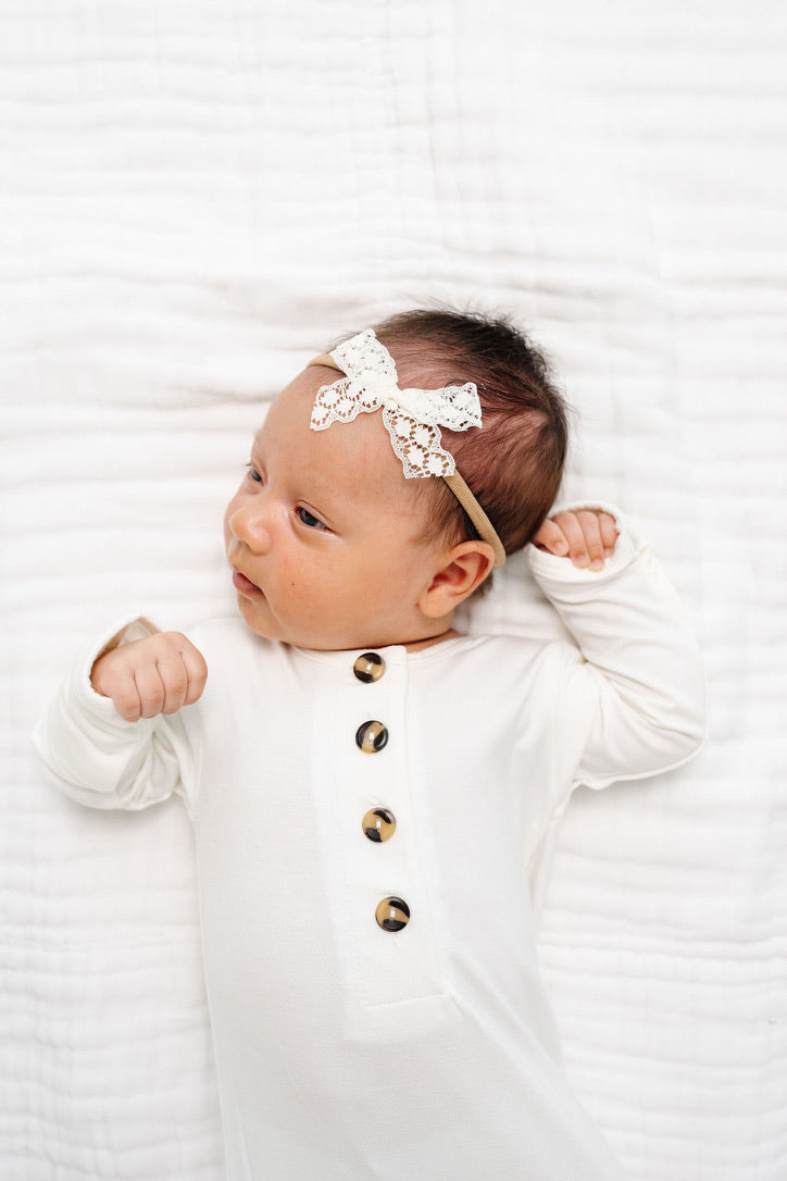 Lace Bow - Mini Ivory Headband