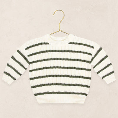 Knit Chunky Sweater - Olive Stripe