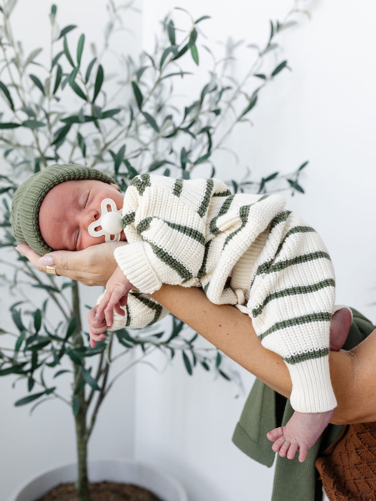Knit Jogger Pant - Olive Stripe