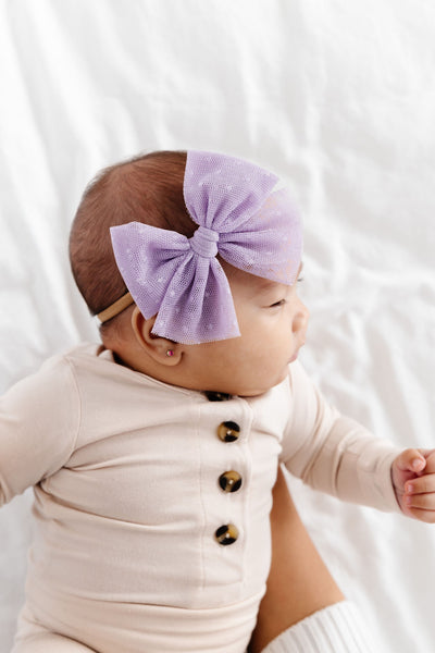 Tulle Bow - Lavender Dot