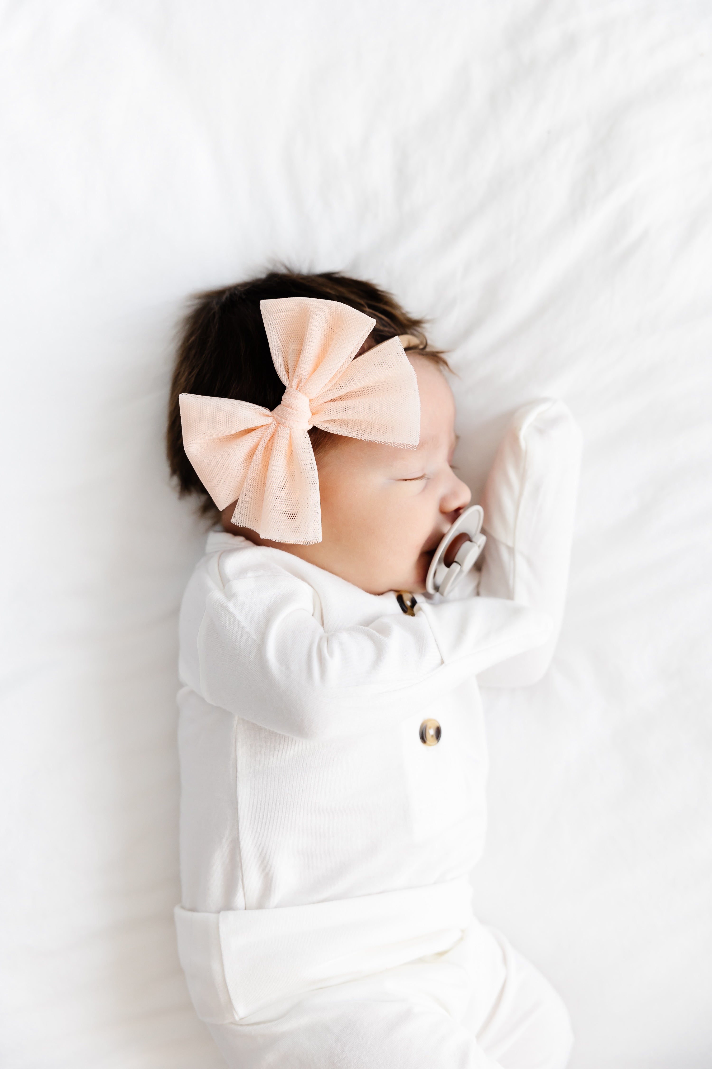 Tulle Bow - Peach