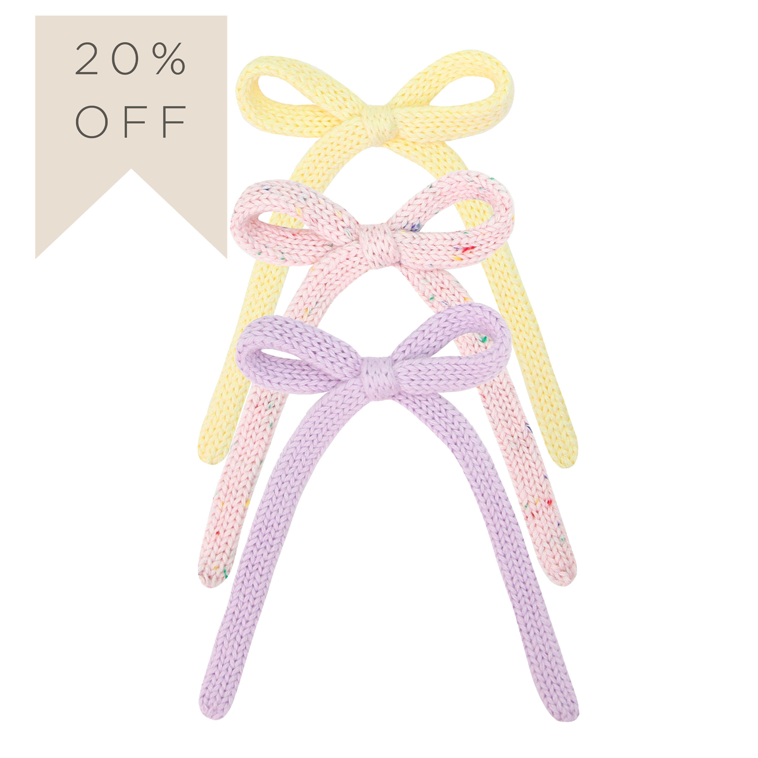 Sweater Bow 3 Pack - Blossom Speckle Knit Sash Clip