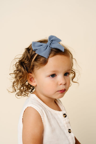 Chiffon Bow - Steel Blue Headband