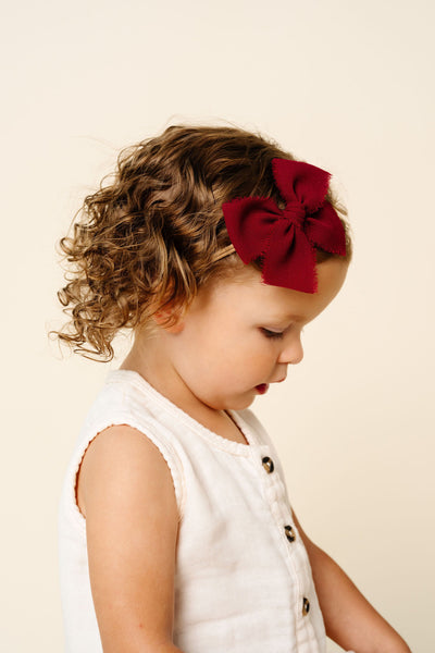 Chiffon Bow - Wine Headband