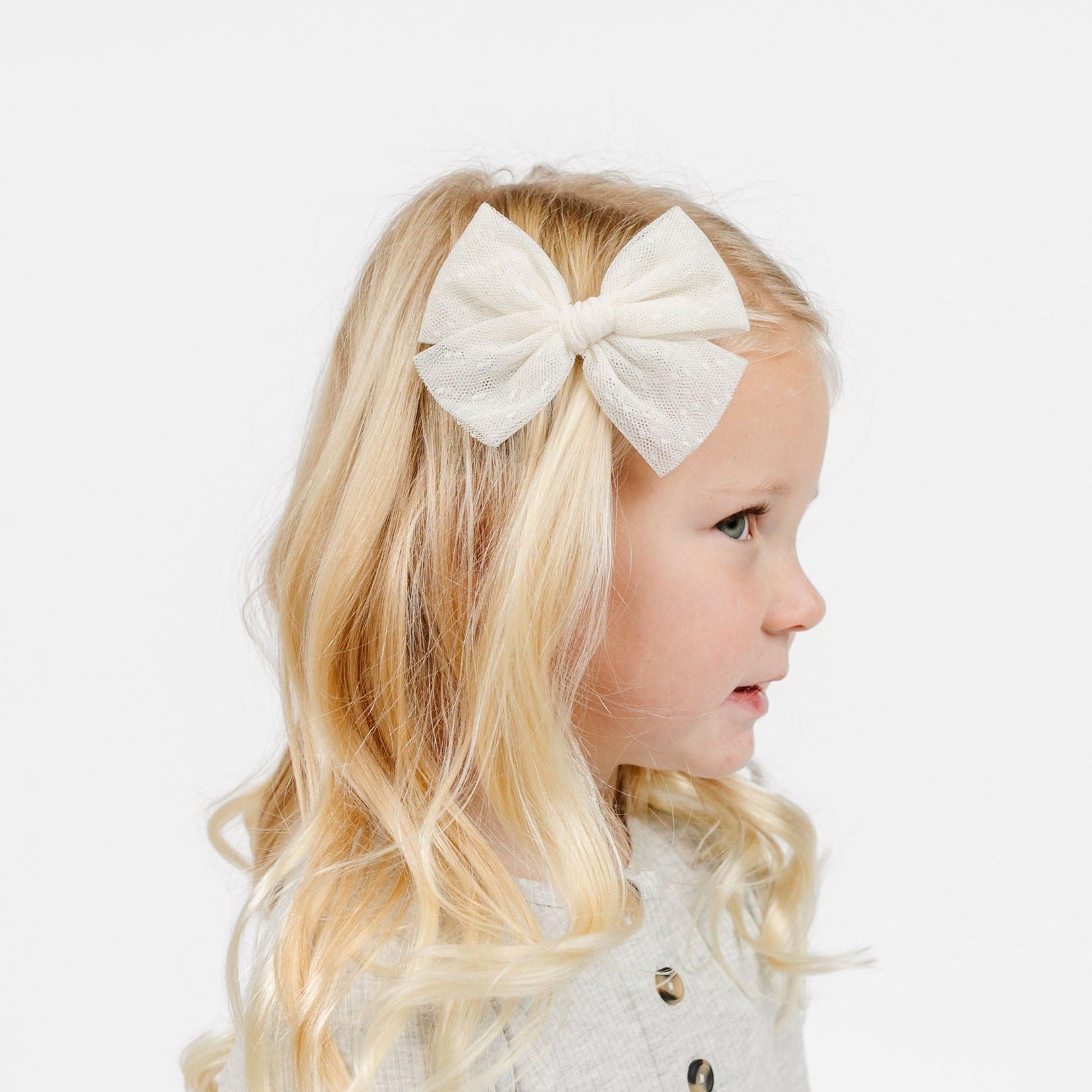 Tulle Bow - Ivory Dot
