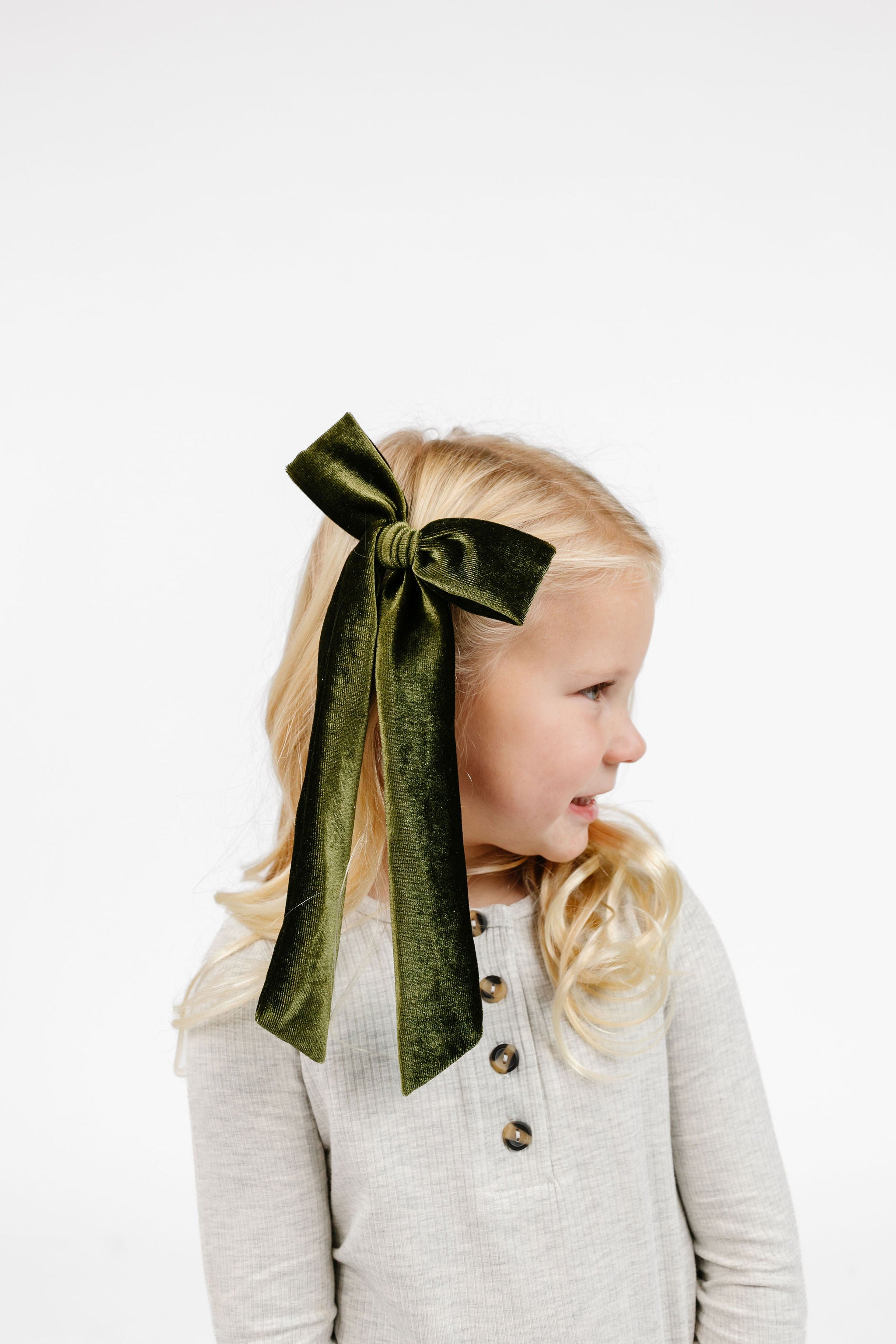 Velvet - Olive Bow Sash Clip