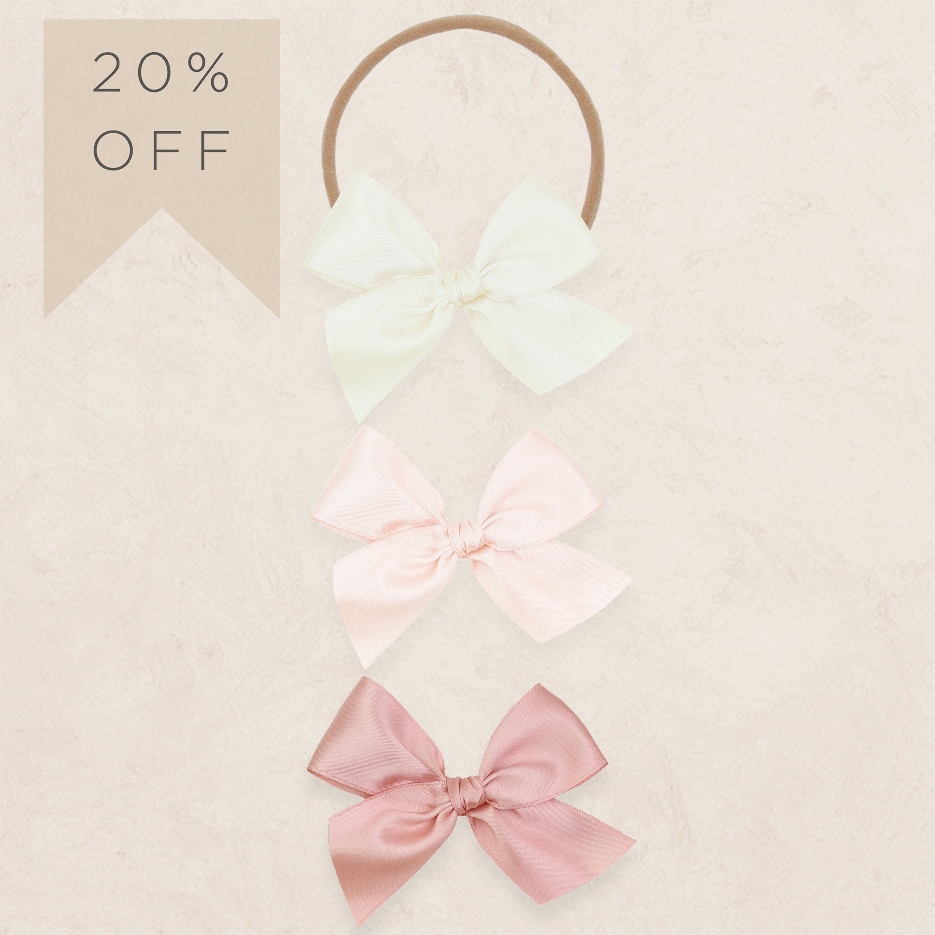 Satin Bow 3 Pack: Blush