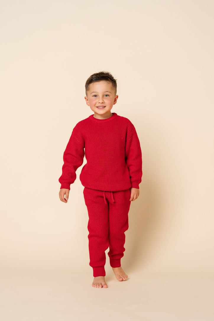 Knit Chunky Sweater - Red