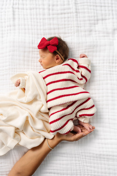 Knit Chunky Sweater - Red Stripe