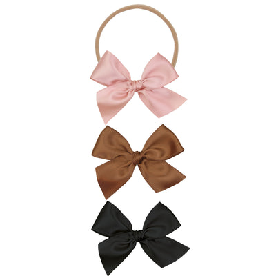 Satin Bow 3 Pack: Chocolate Headbands