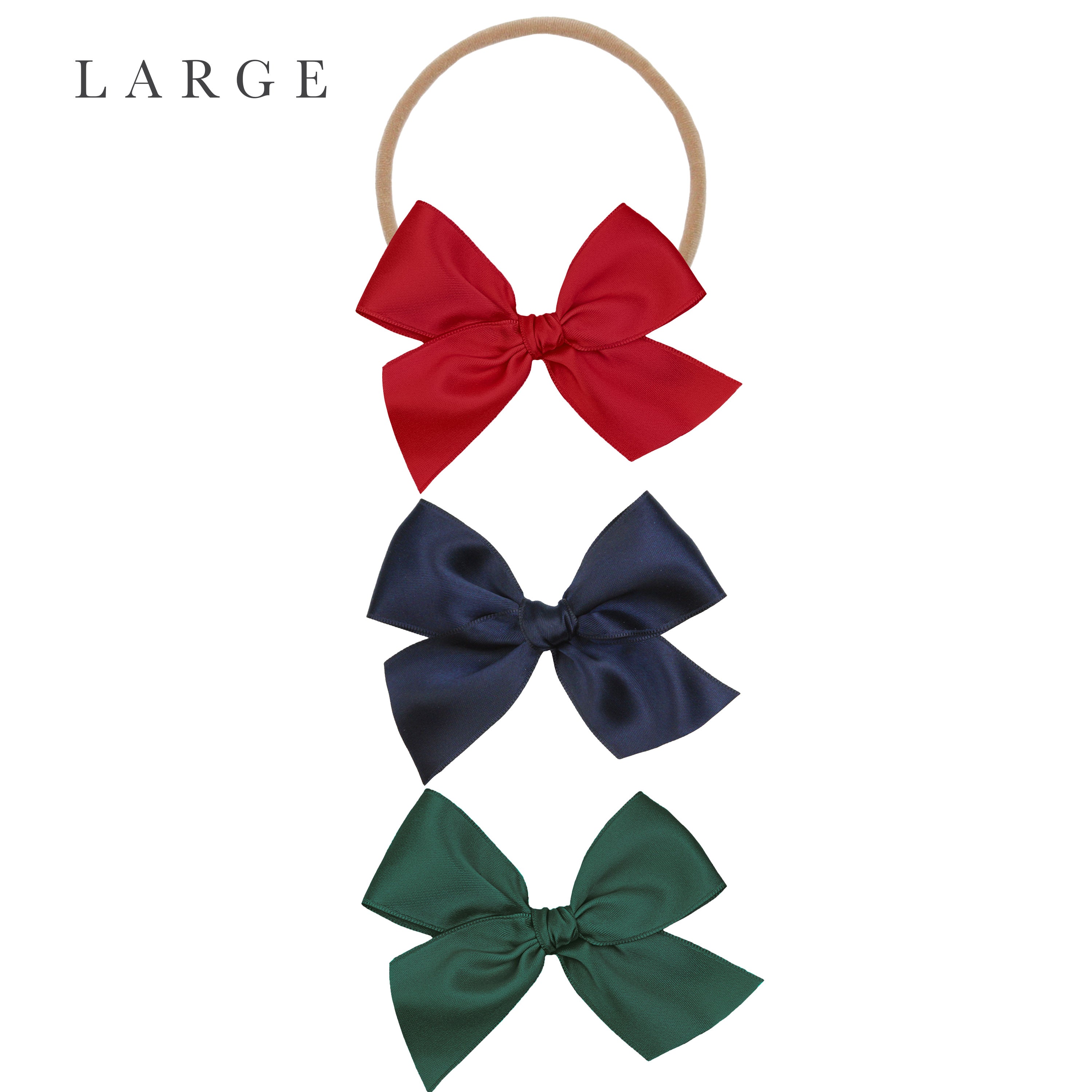 Satin Bow 3 Pack: Midnight Blue