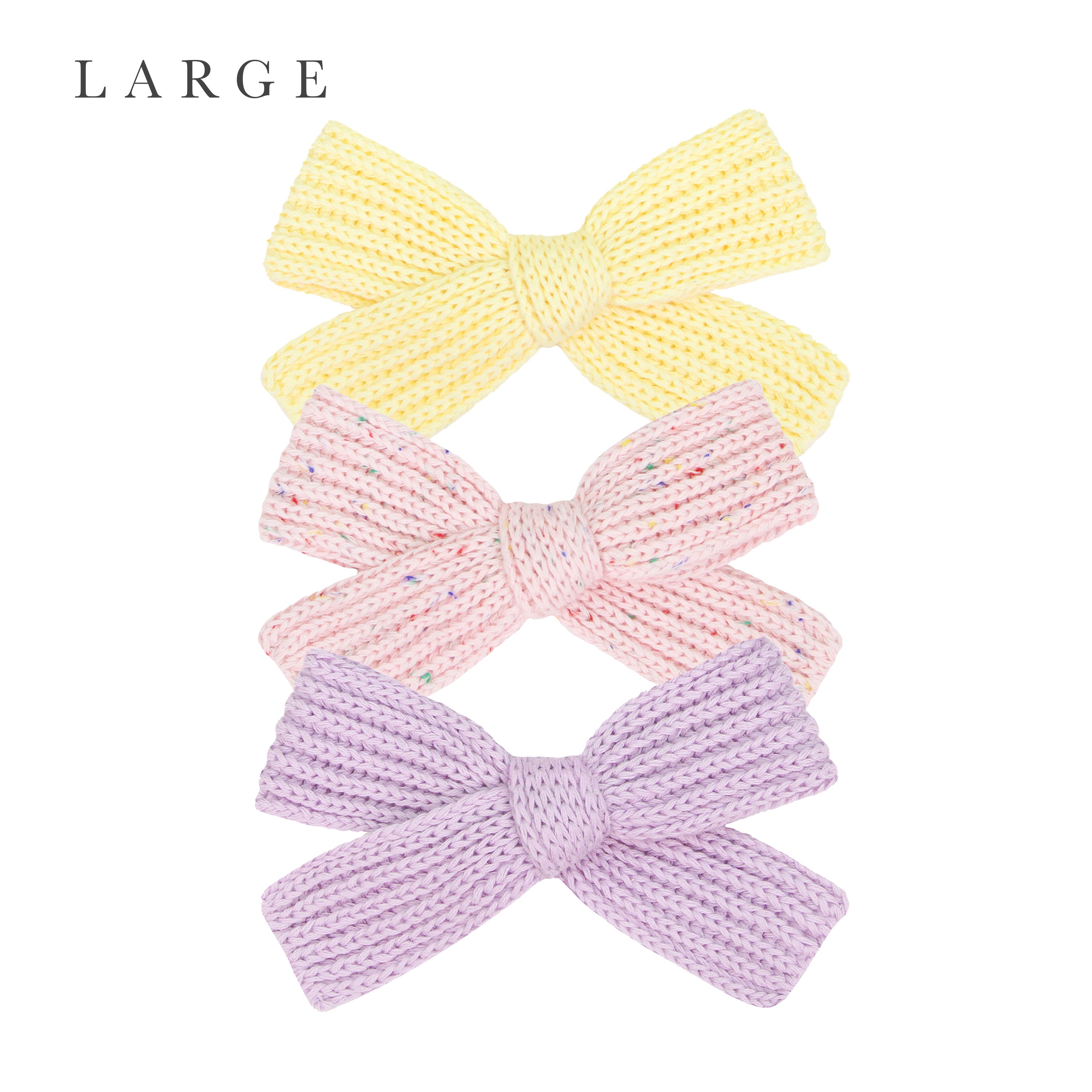 Sweater Bow 3 Pack - Blossom Speckle Chunky Knit Clip