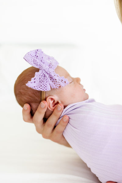 Lace Bow - Lavender Crochet Headband