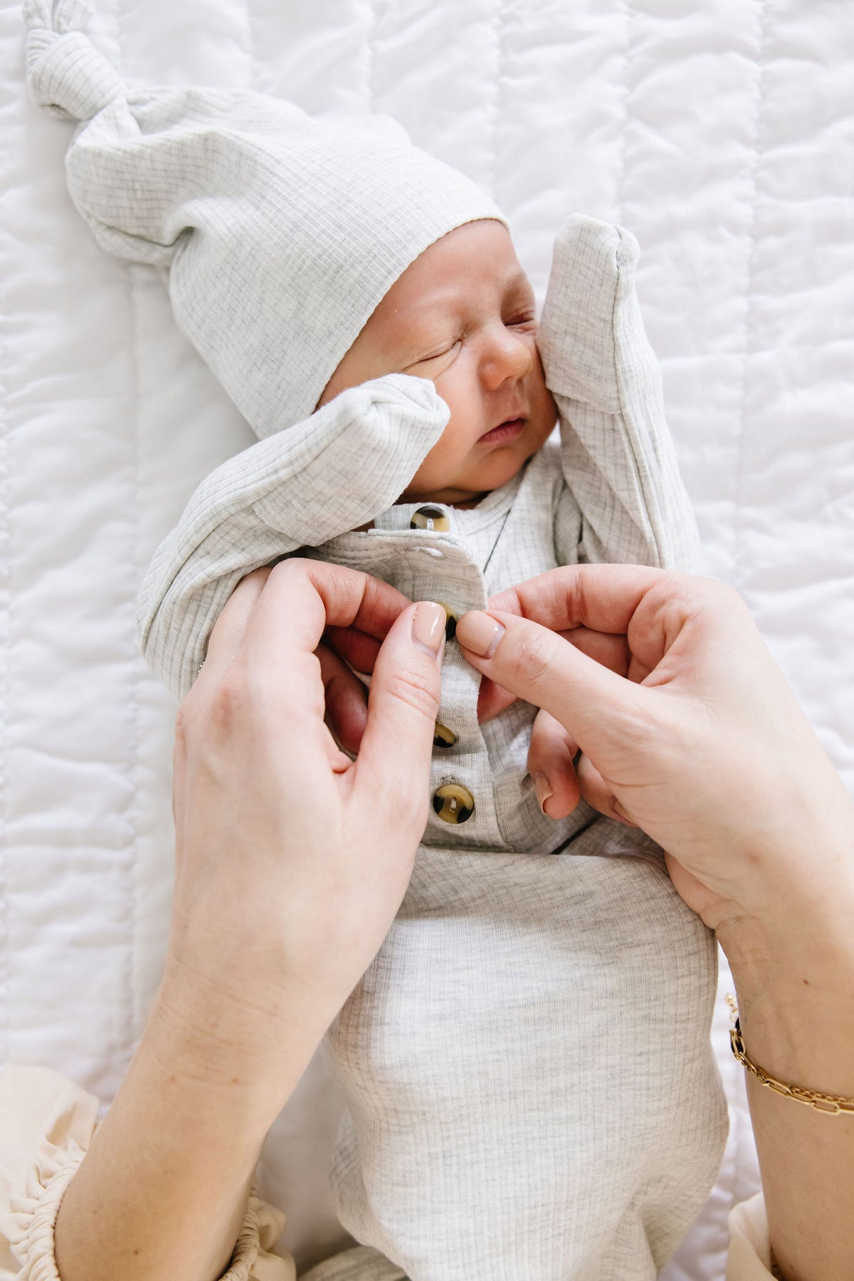 Stevie Ribbed Newborn Headband Bundle + Knotted Gown