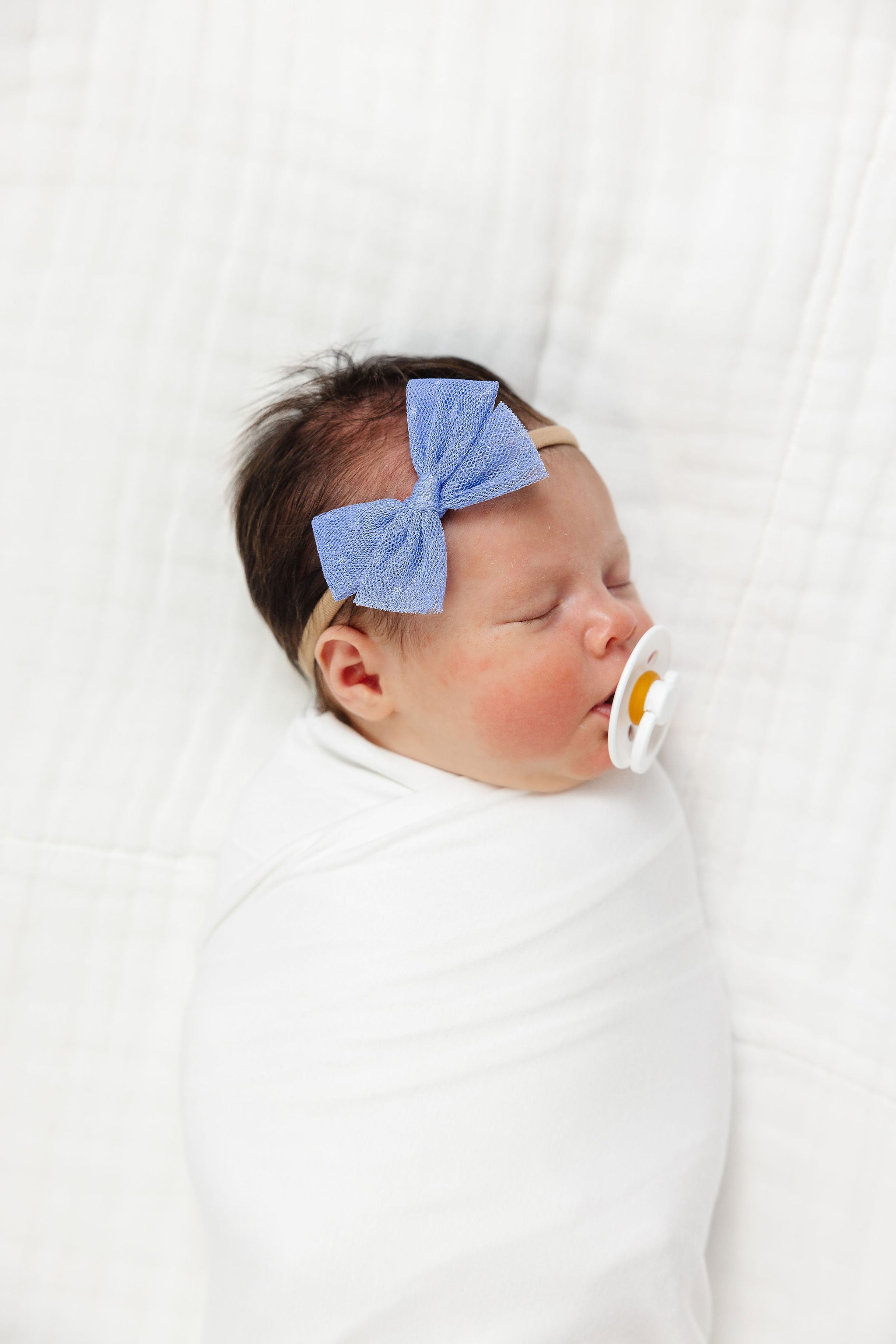 Tulle Bow - Periwinkle Dot