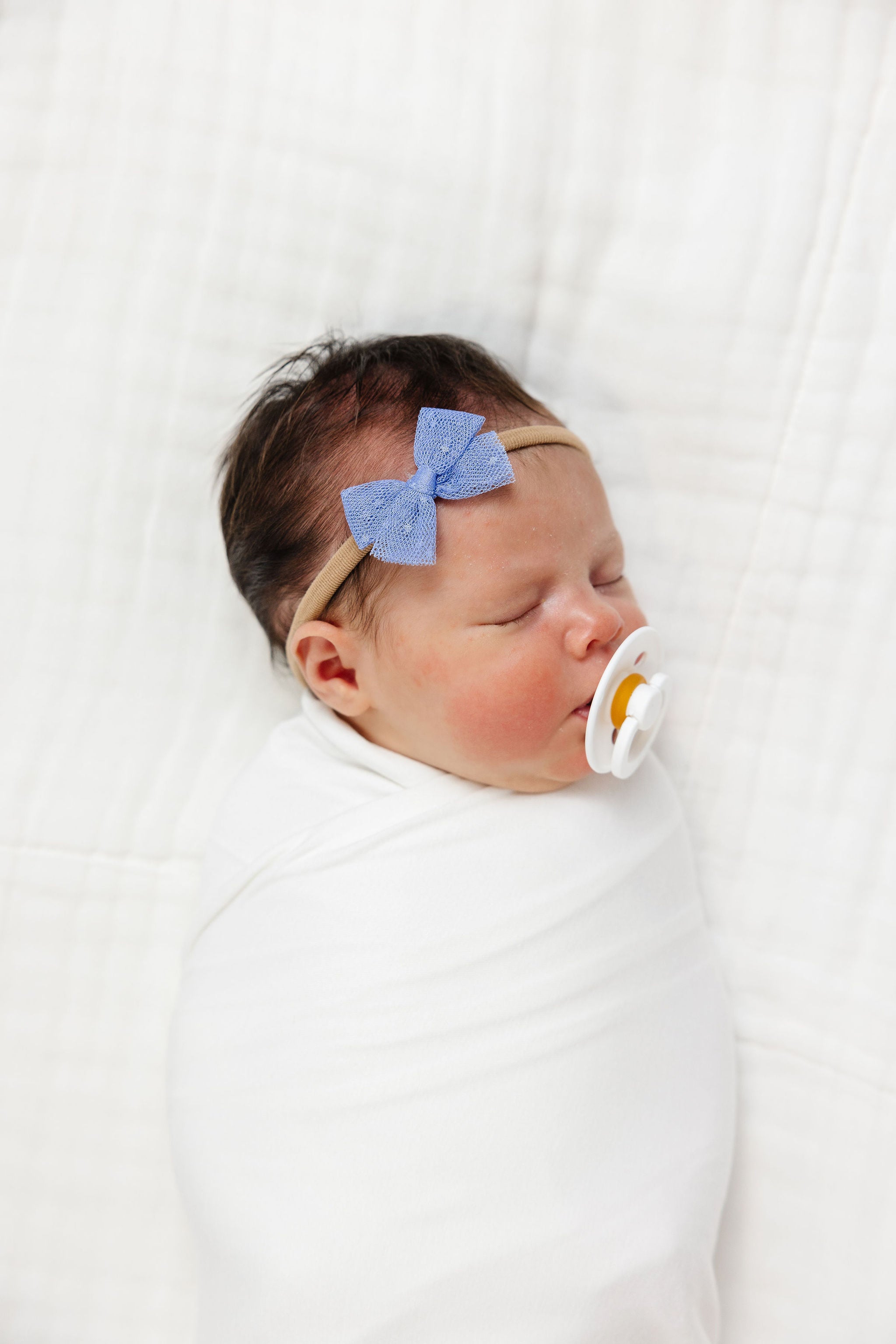 Tulle Bow - Periwinkle Dot