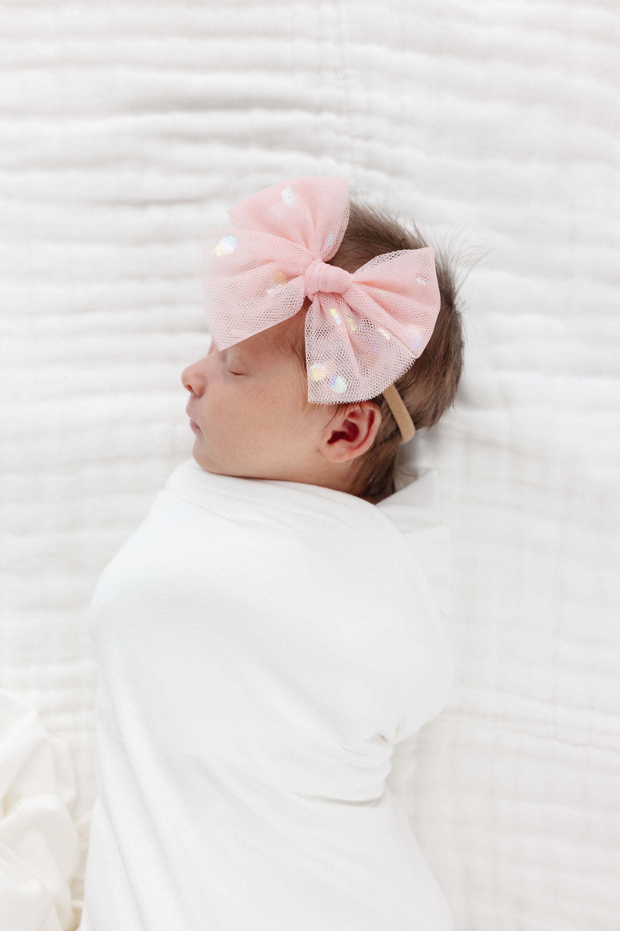 Tulle Bow - Blush Shimmer Dot