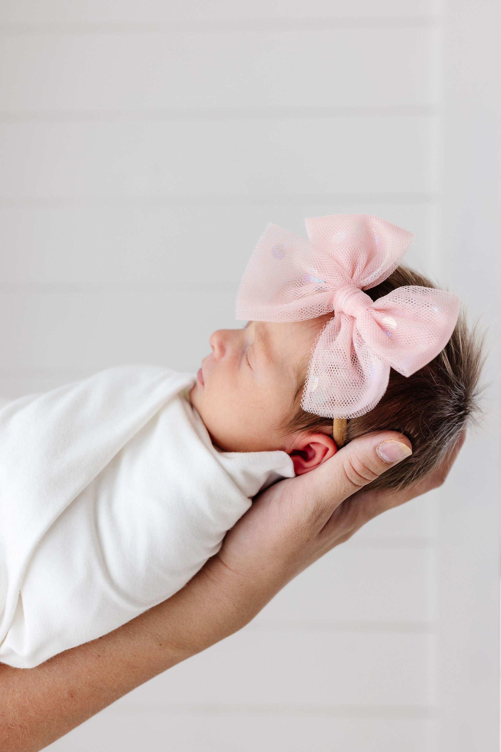 Tulle Bow - Blush Shimmer Dot