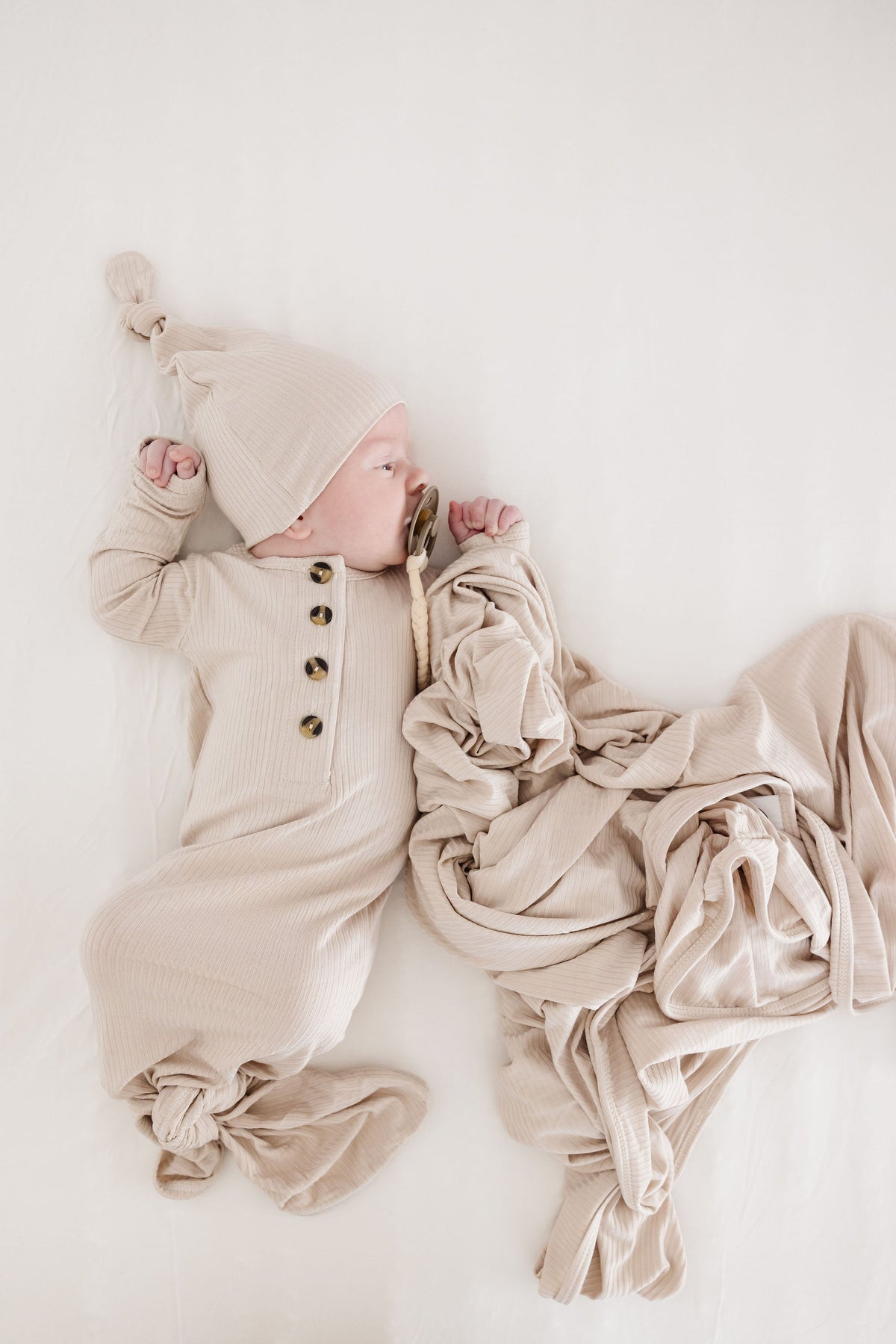 Cove Ribbed Newborn Hat Bundle + Knotted Gown