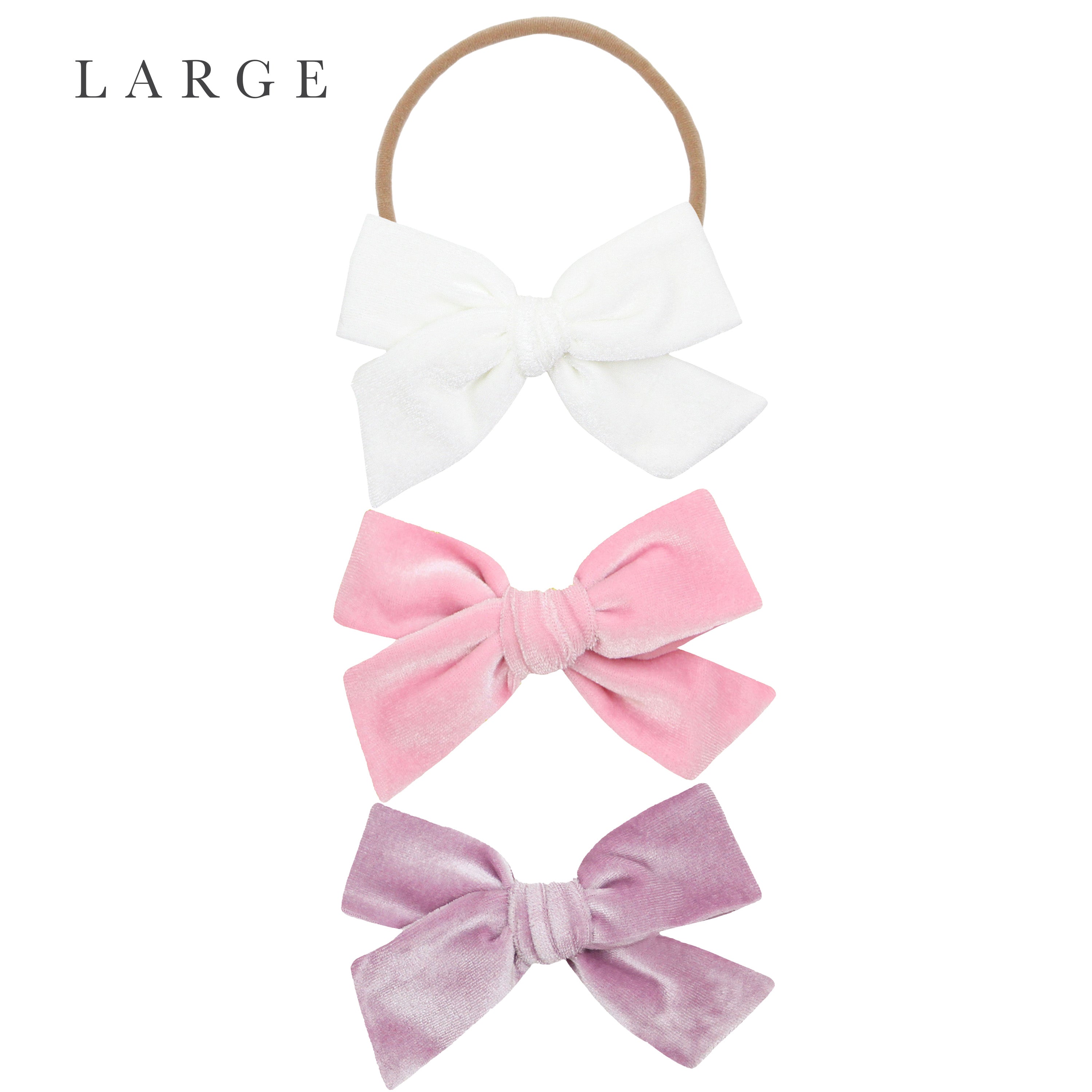 Velvet Bow 3 Pack: Bubblegum Headbands