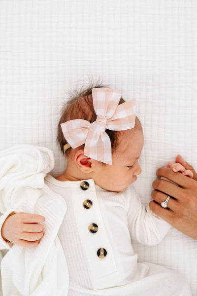 Classic Bow - Peach Gingham