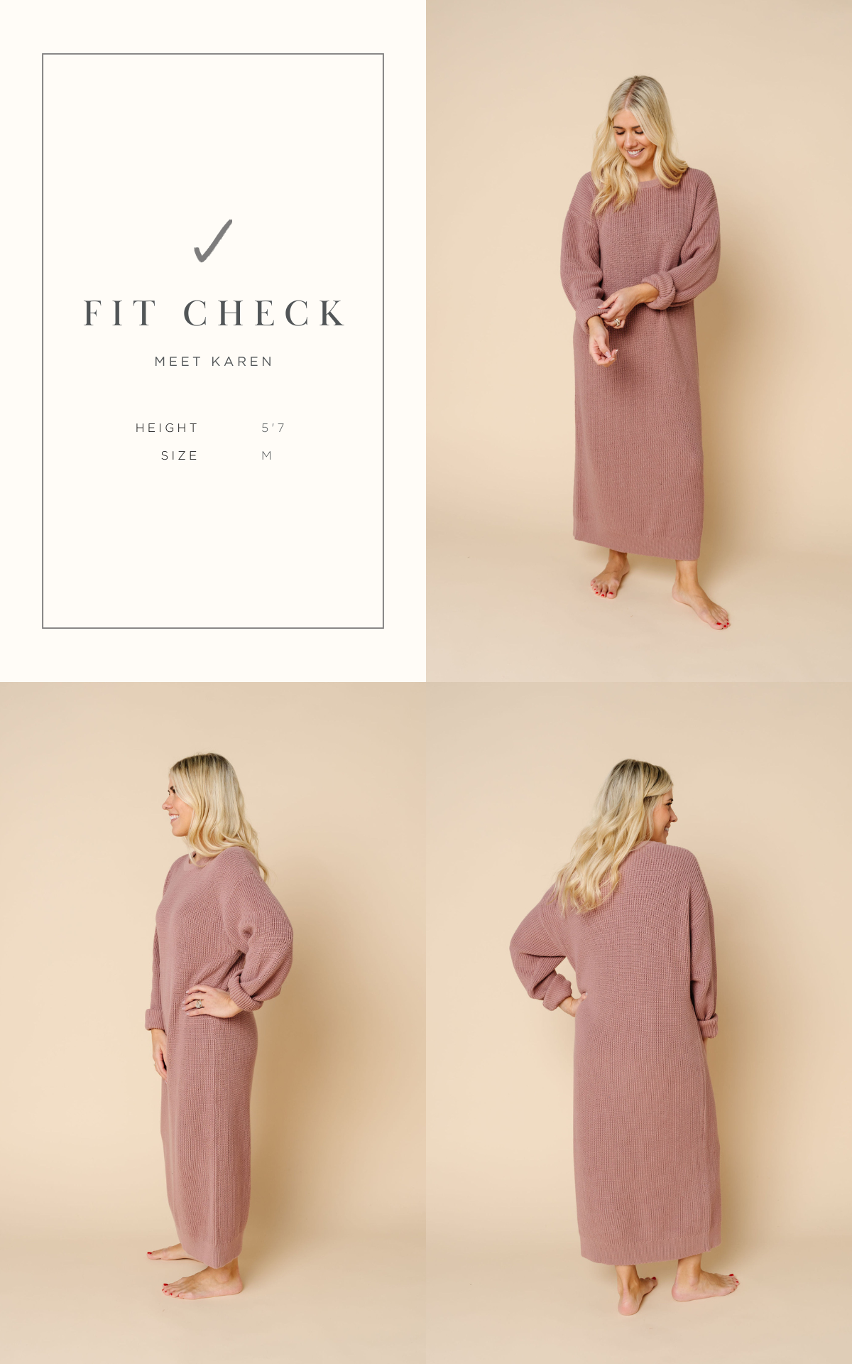 Knit Women's Sweater Maxi Dress - Mauve