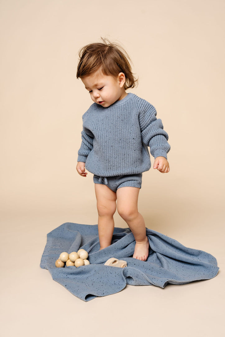 Knit Chunky Sweater - Cadet Speckle