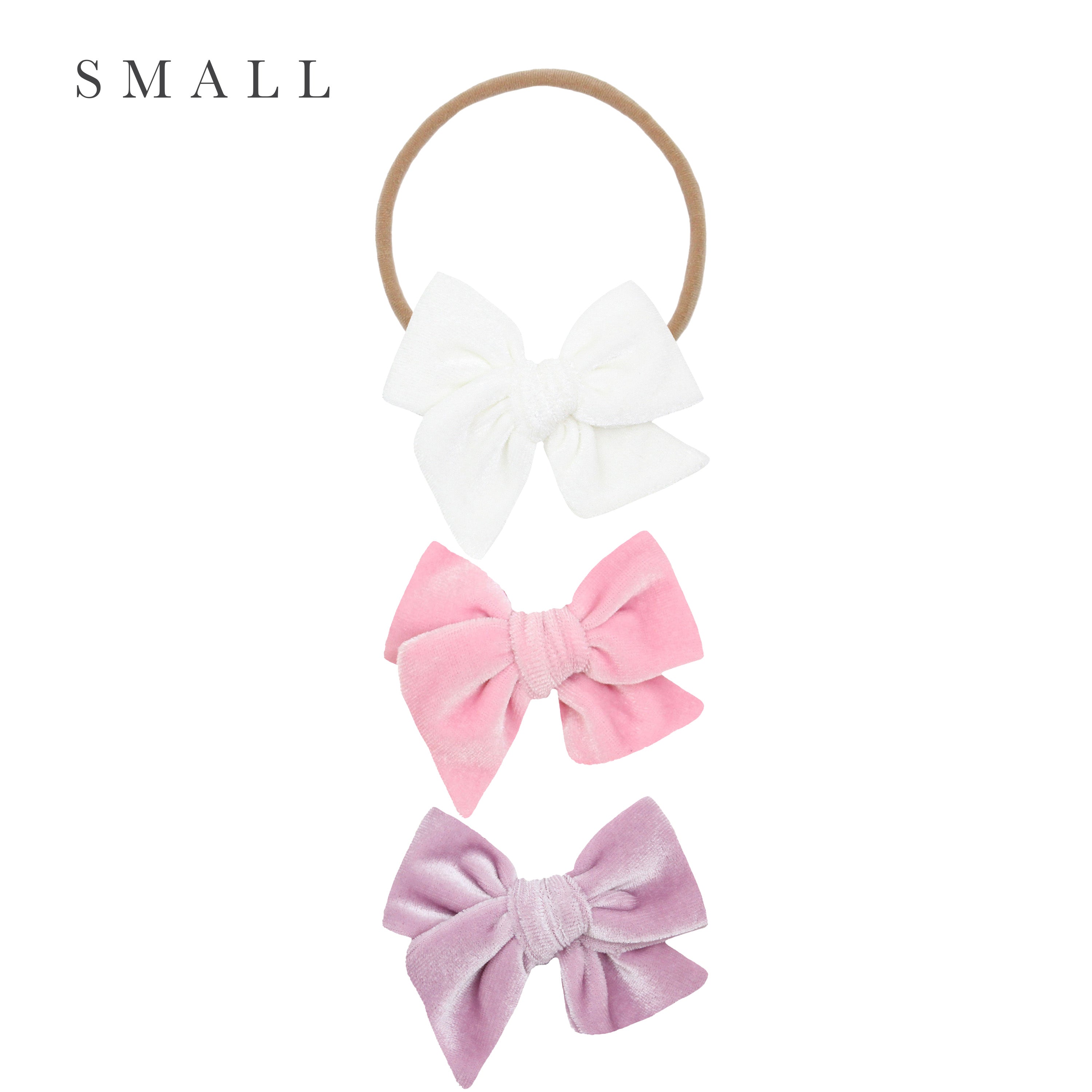 Velvet Bow 3 Pack: Bubblegum Headbands