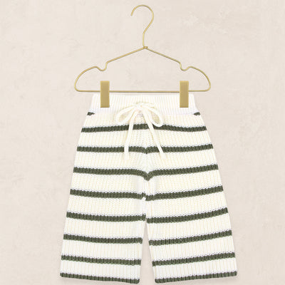 Knit Chunky Wide Leg Pant - Olive Stripe