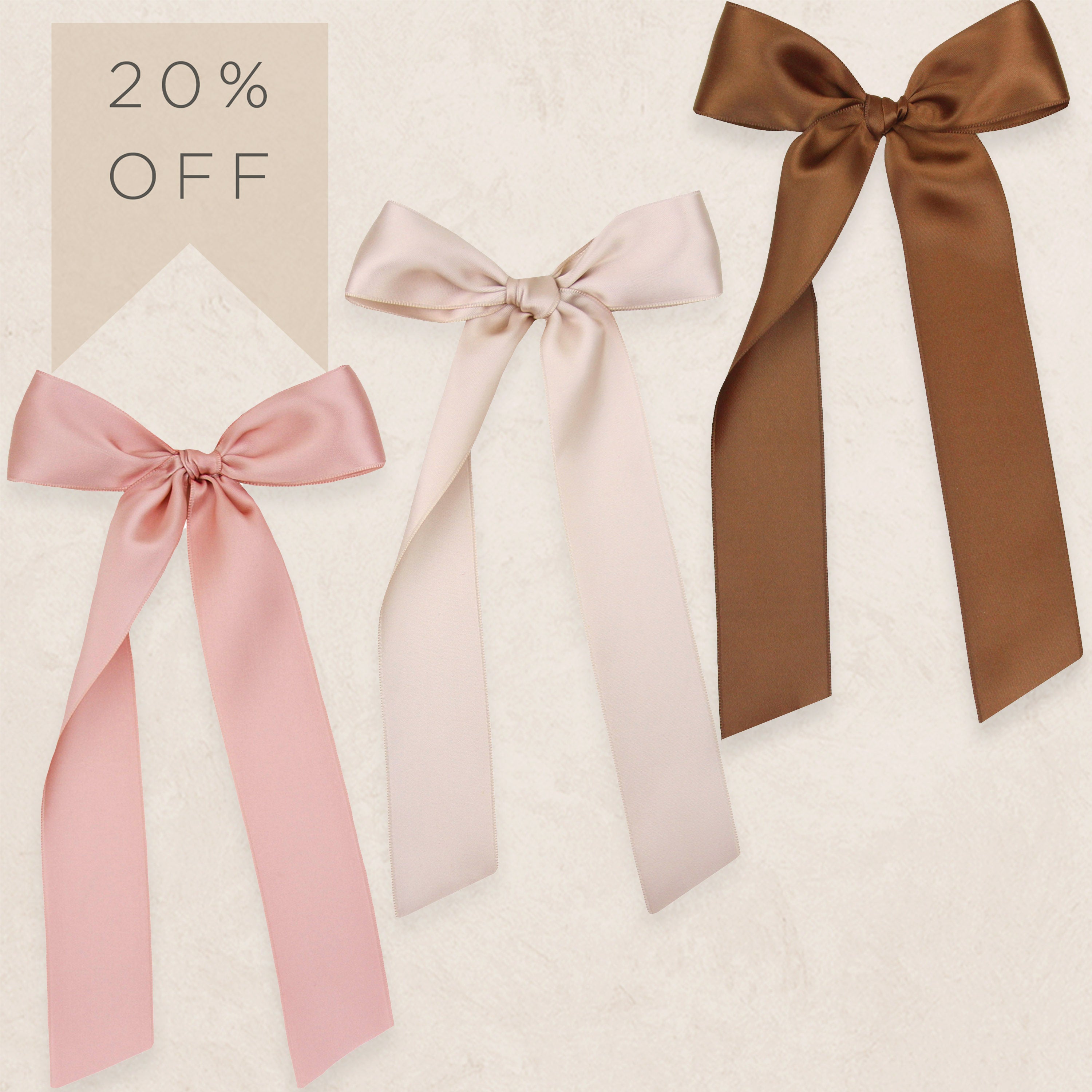 Satin Bow 3 Pack: Primrose Sash Clips