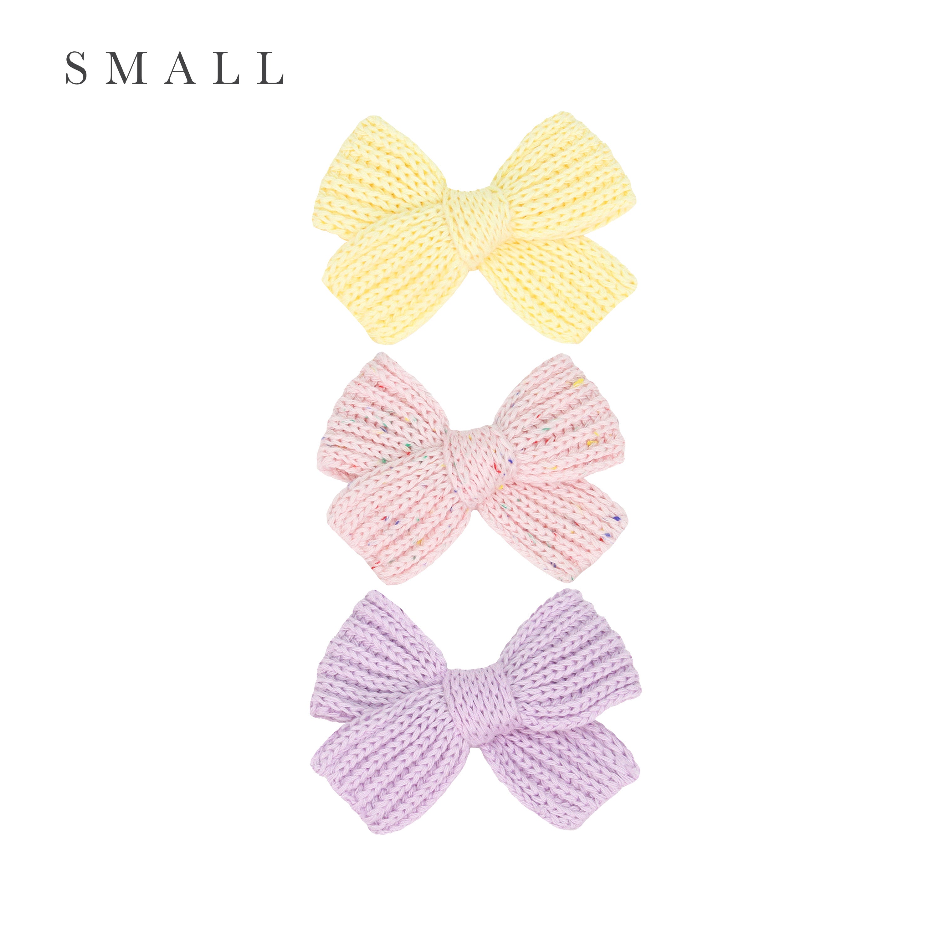 Sweater Bow 3 Pack - Blossom Speckle Chunky Knit Clip