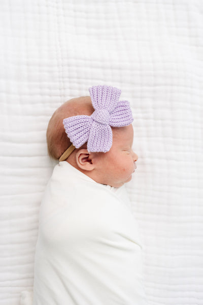 Sweater Bow - Lilac Chunky Knit Headband