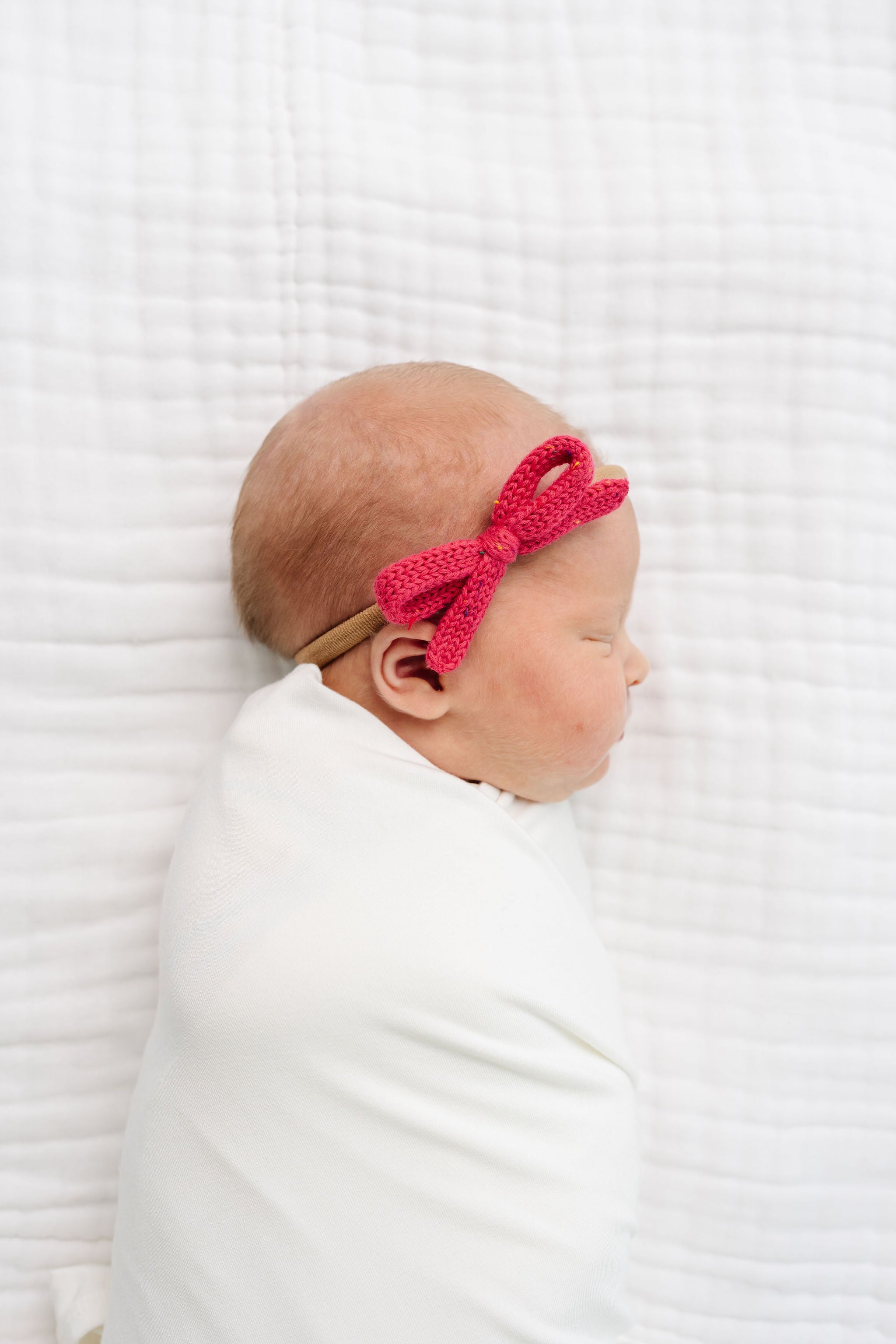 Sweater Bow - Watermelon Speckle Knit Headband
