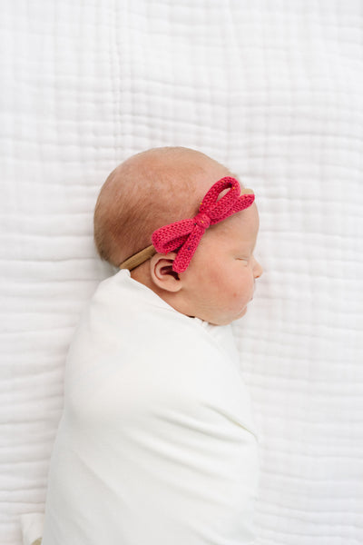 Sweater Bow - Watermelon Speckle Knit Headband