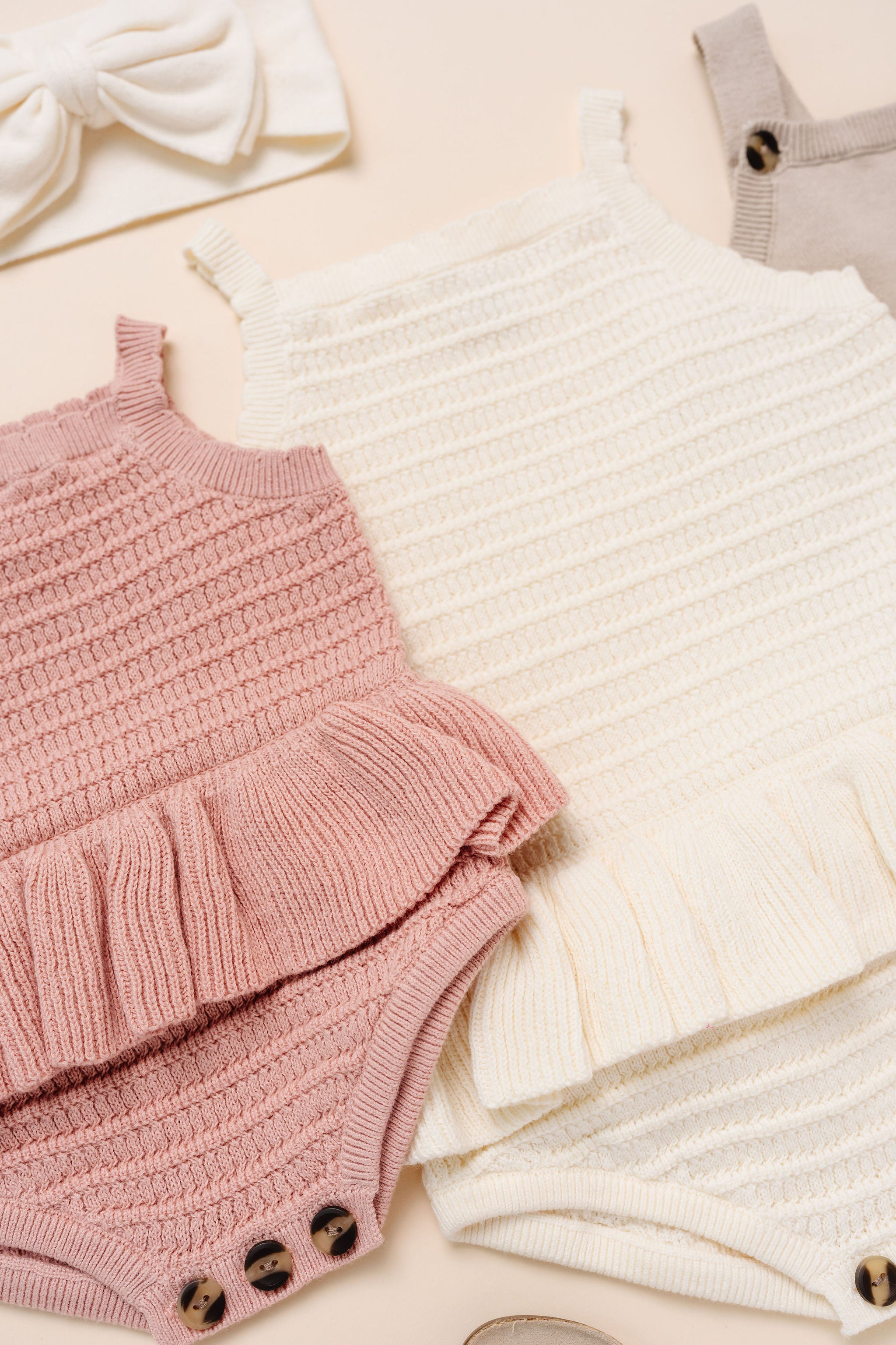 Knit Tank Onesie - French Pink Ruffle