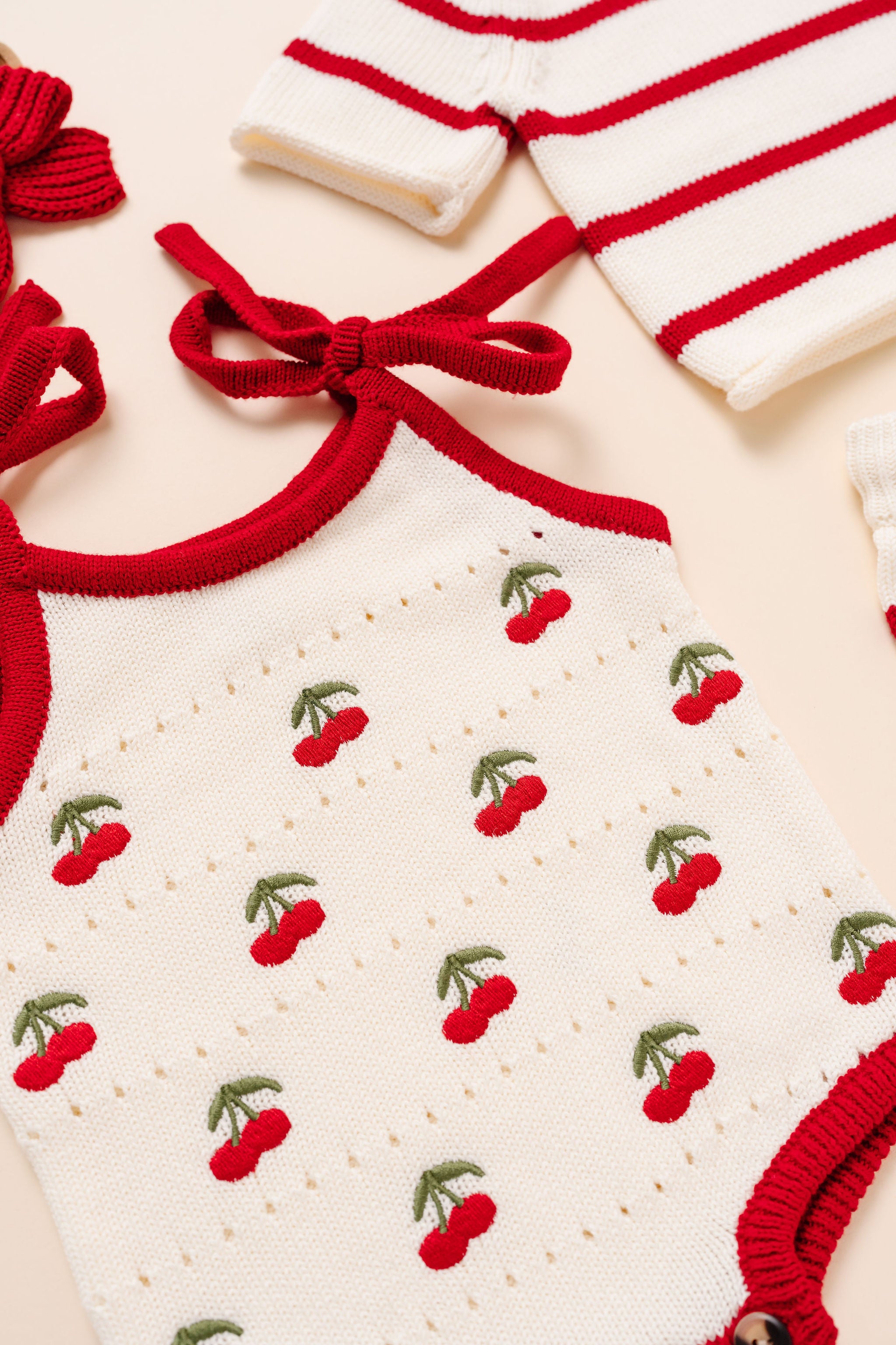Knit Tank Onesie - Cherry