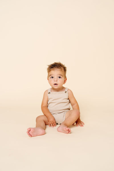 Knit Tank Onesie - Tan Overall