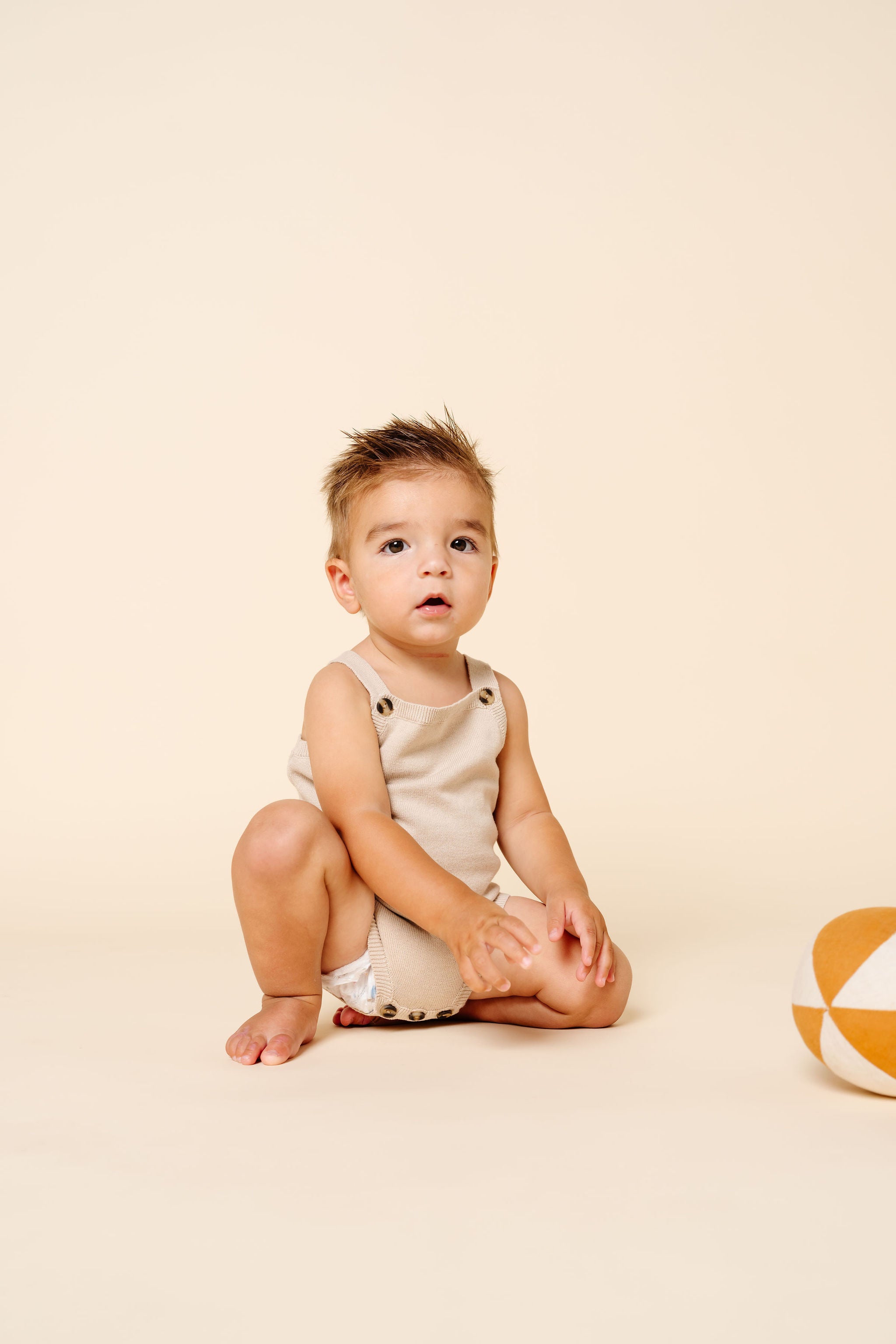 Knit Tank Onesie - Tan Overall